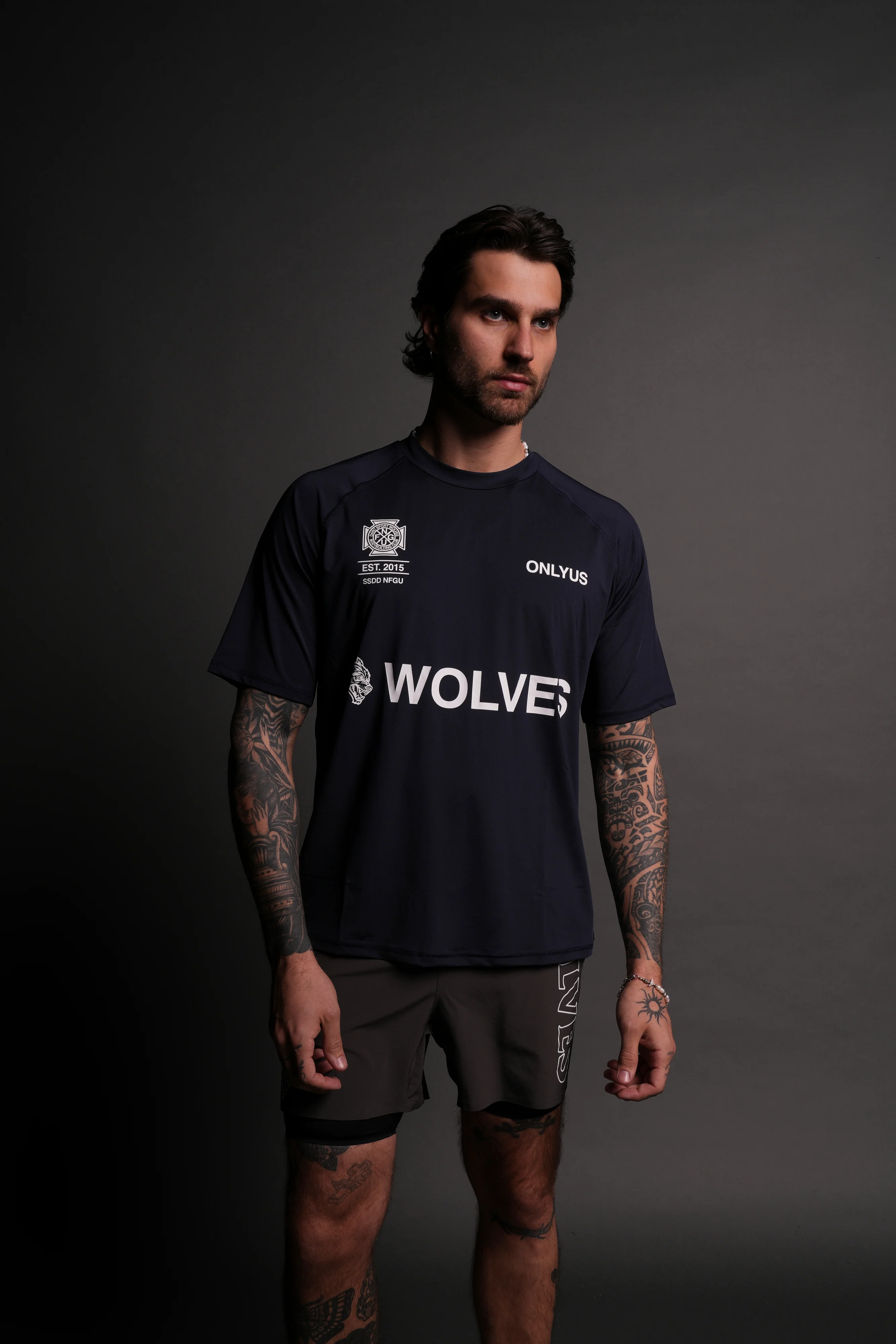 Always Stay True "Dry Wolf" S/S Raglan Tee in Navy - Image 4