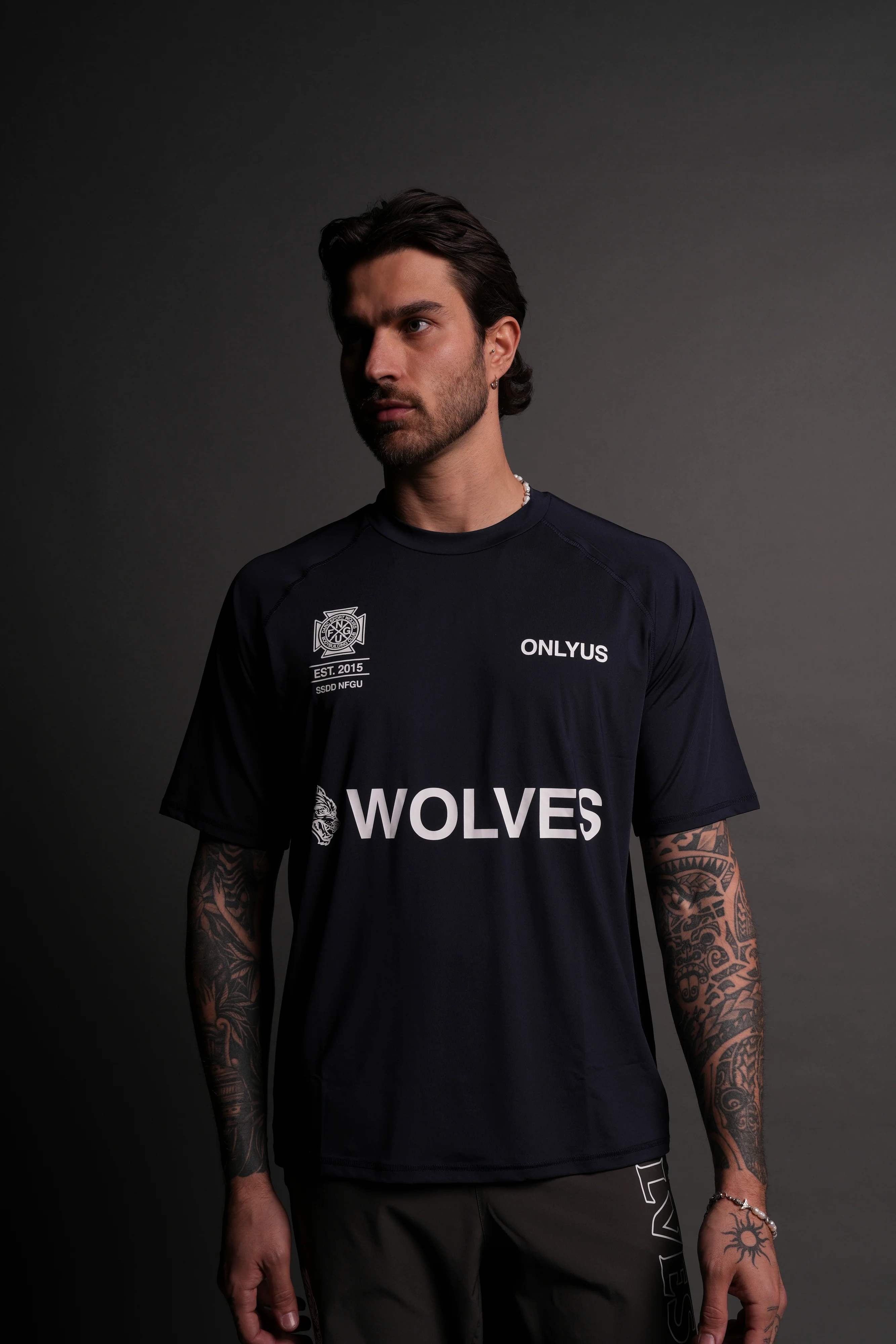 Always Stay True "Dry Wolf" S/S Raglan Tee in Navy - Image 7