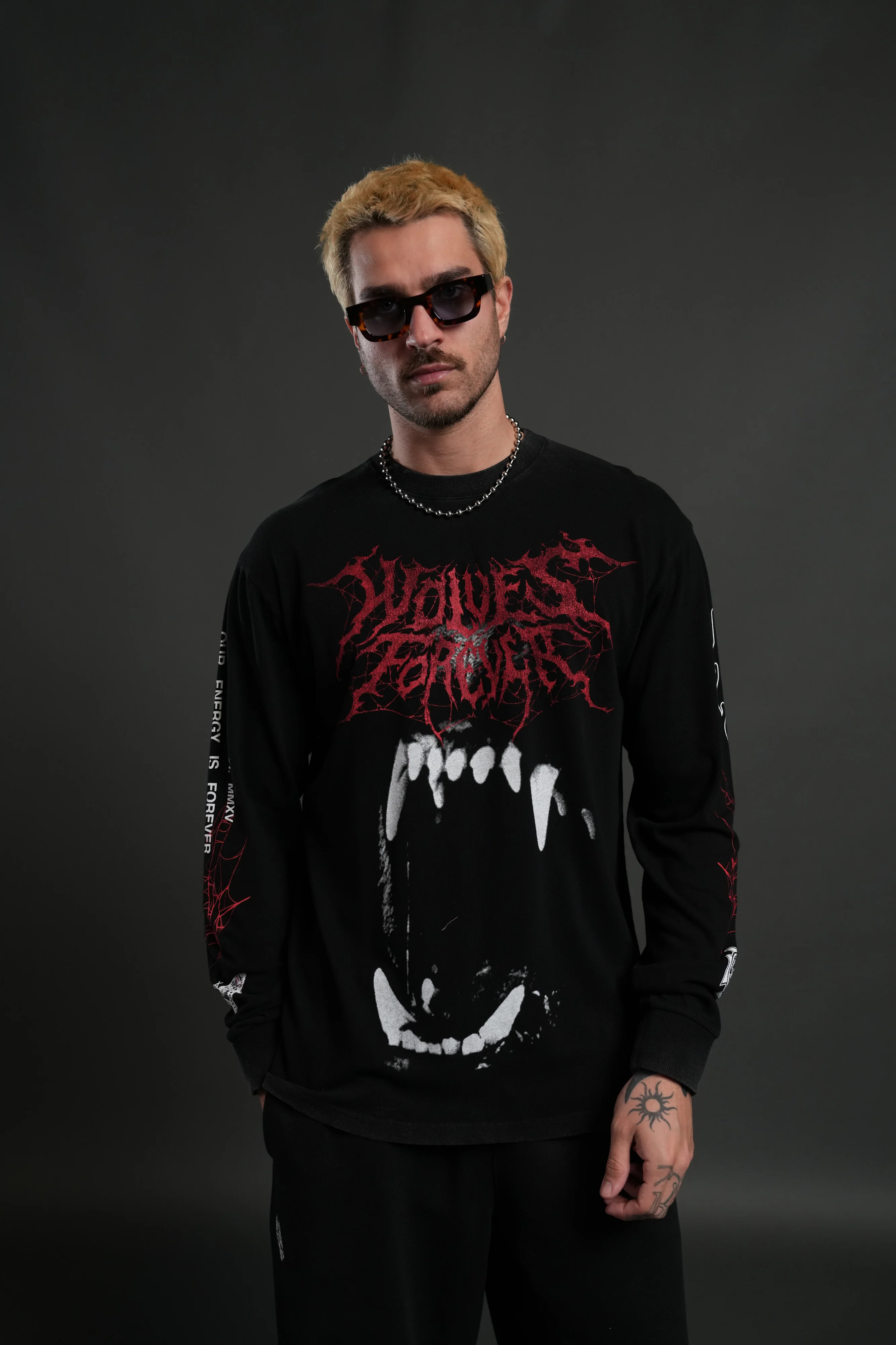 Blood Thirsty Webs "Premium" L/S Tee in Black - Image 4