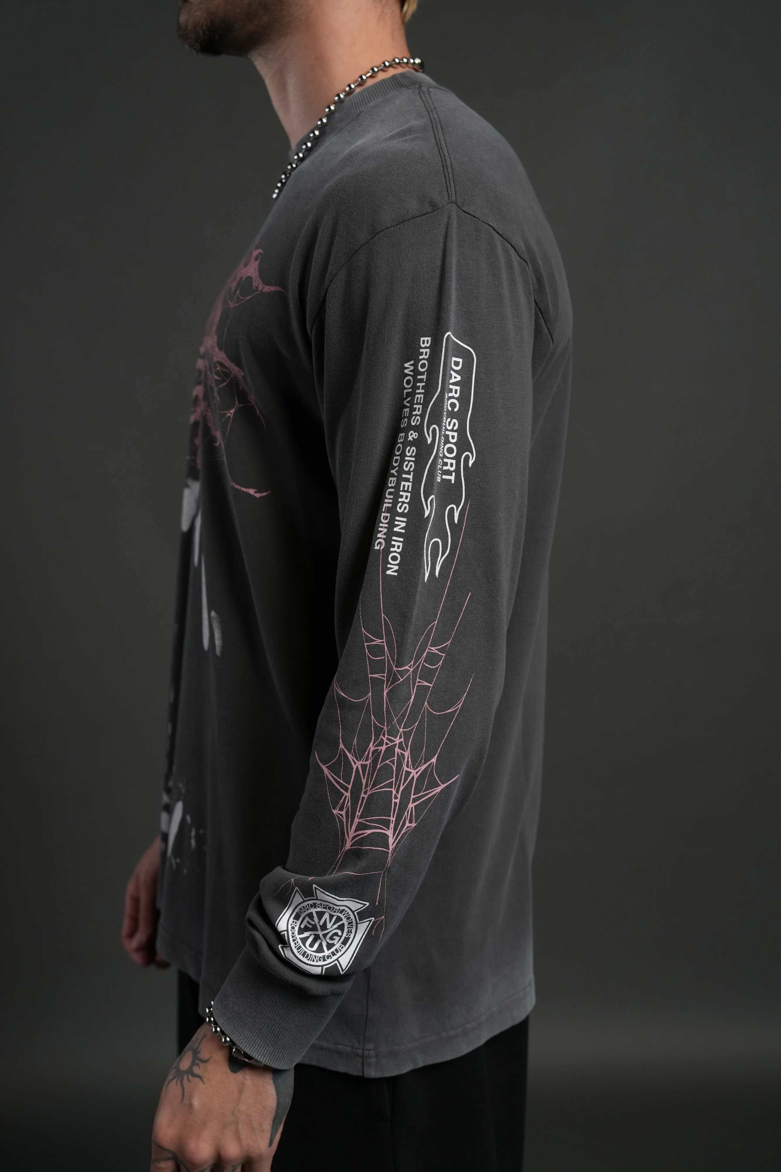 Blood Thirsty Webs "Premium" L/S Tee in Wolf Gray - Image 7