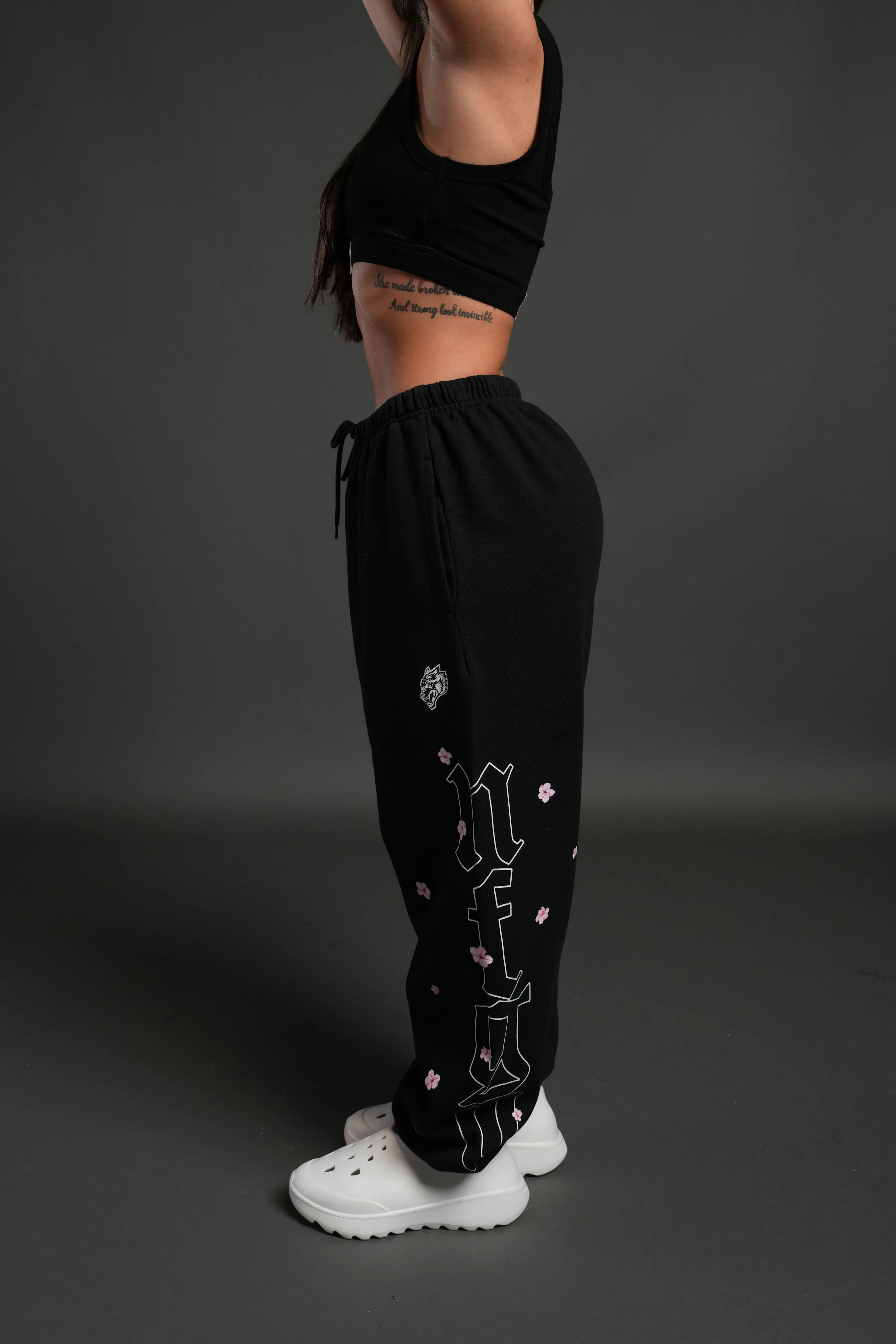 Blossom Mantra Unisex Lounger Sweat Pants in Black - Image 4