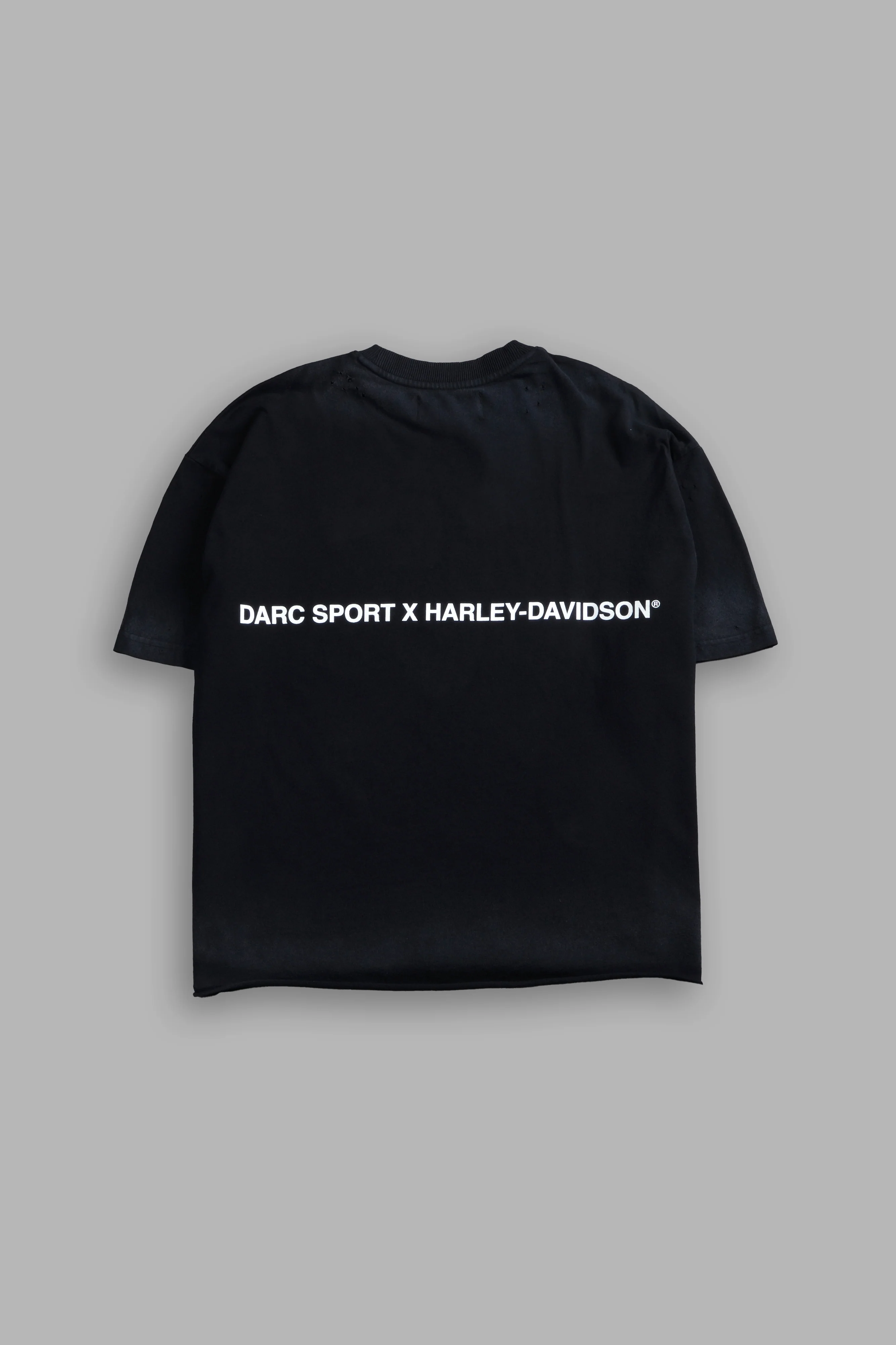 Born From Fire Distressed Grunge Mid-Length Raw Hem Tee in Black Drift Wash - Image 3