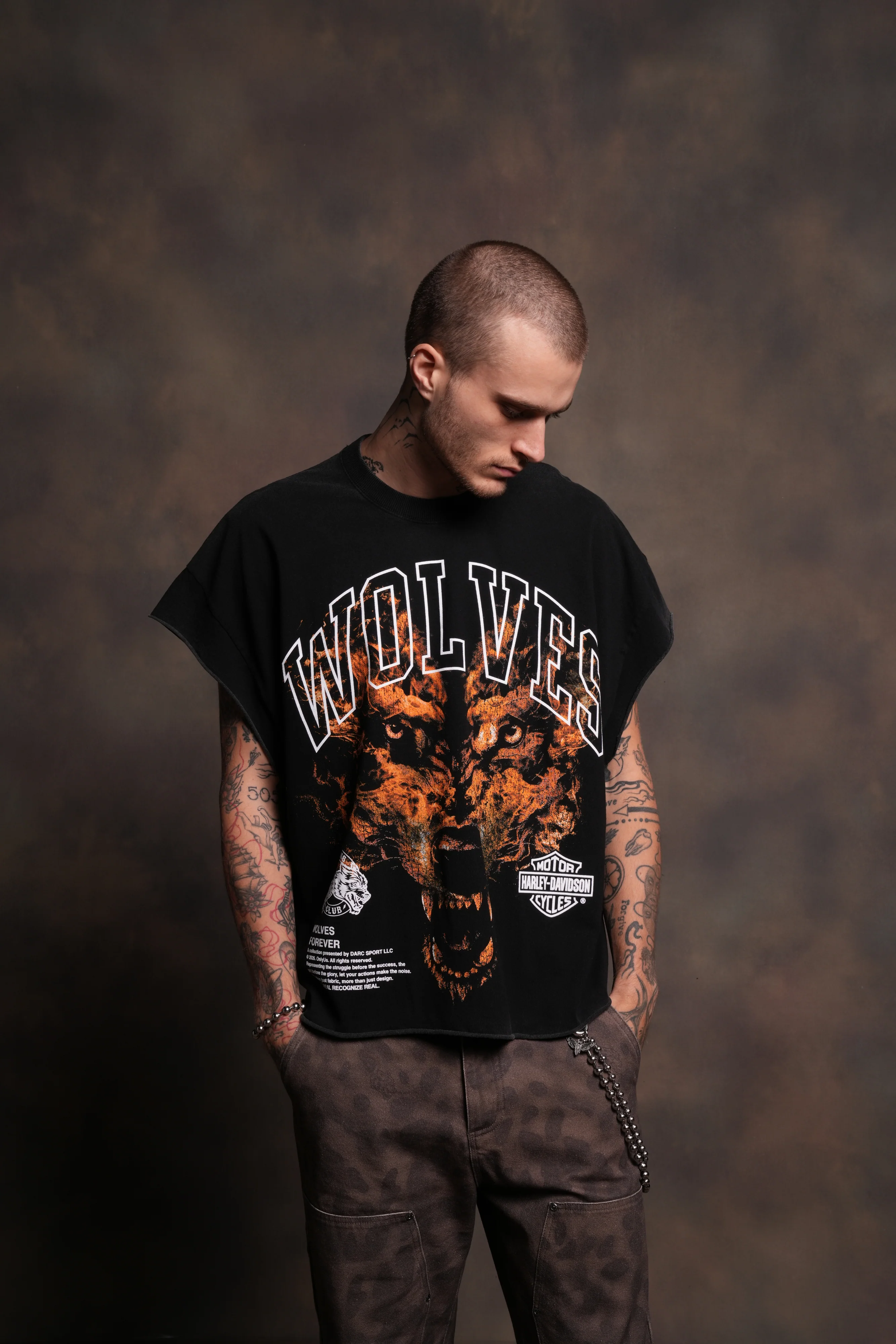 Born From Fire Grunge Cut-Off Tee in Black - Image 4