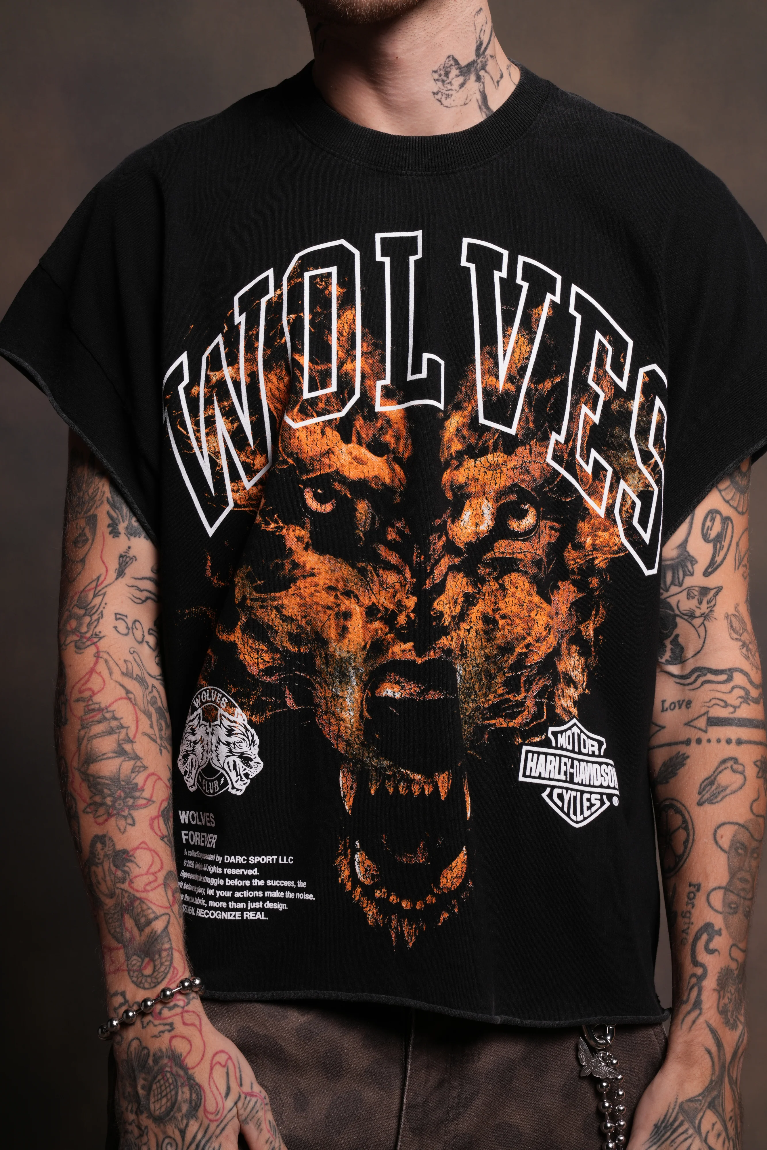 Born From Fire Grunge Cut-Off Tee in Black - Image 7