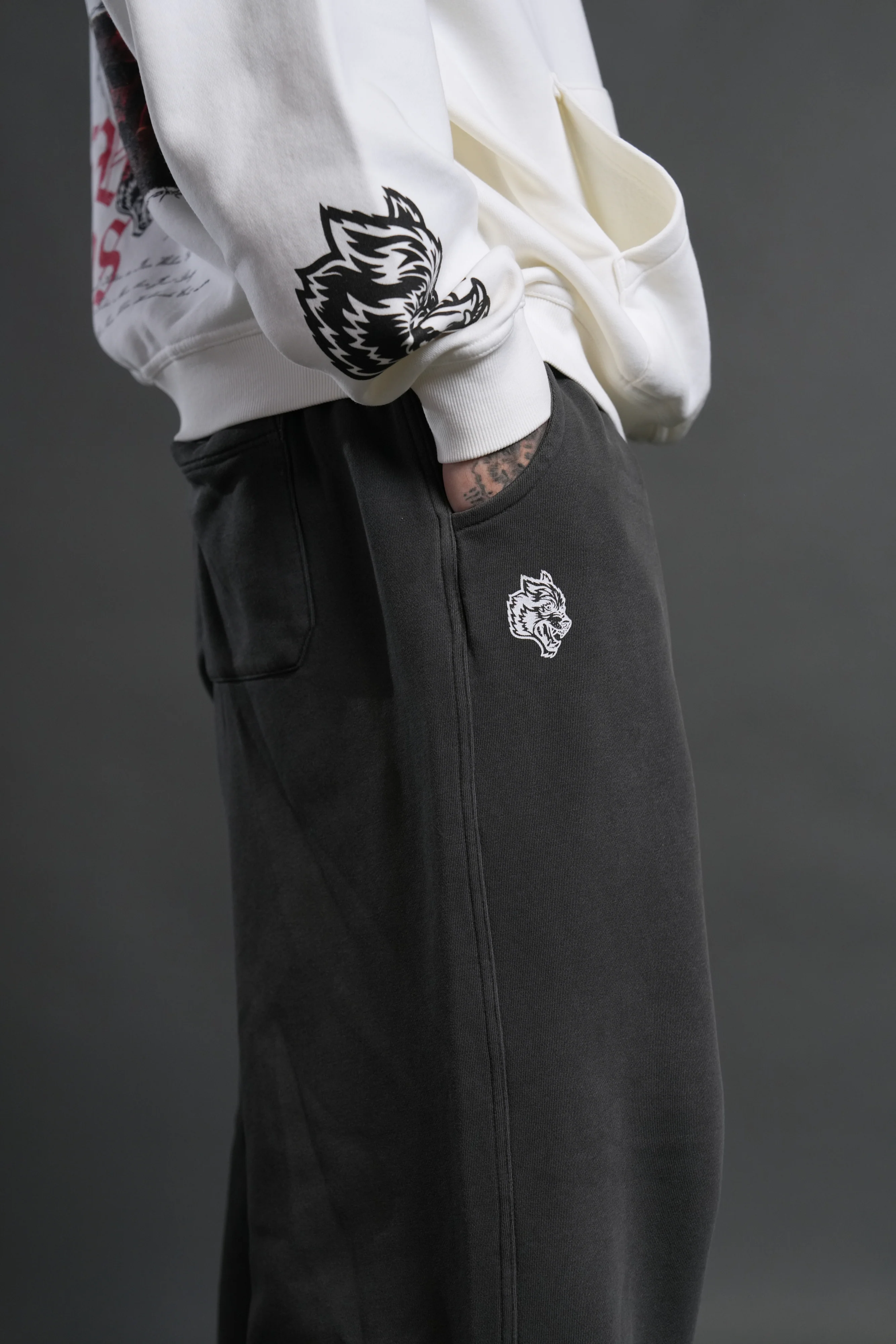 Box Patch Dual Moaty Sweat Pants in Wolf Gray - Image 6