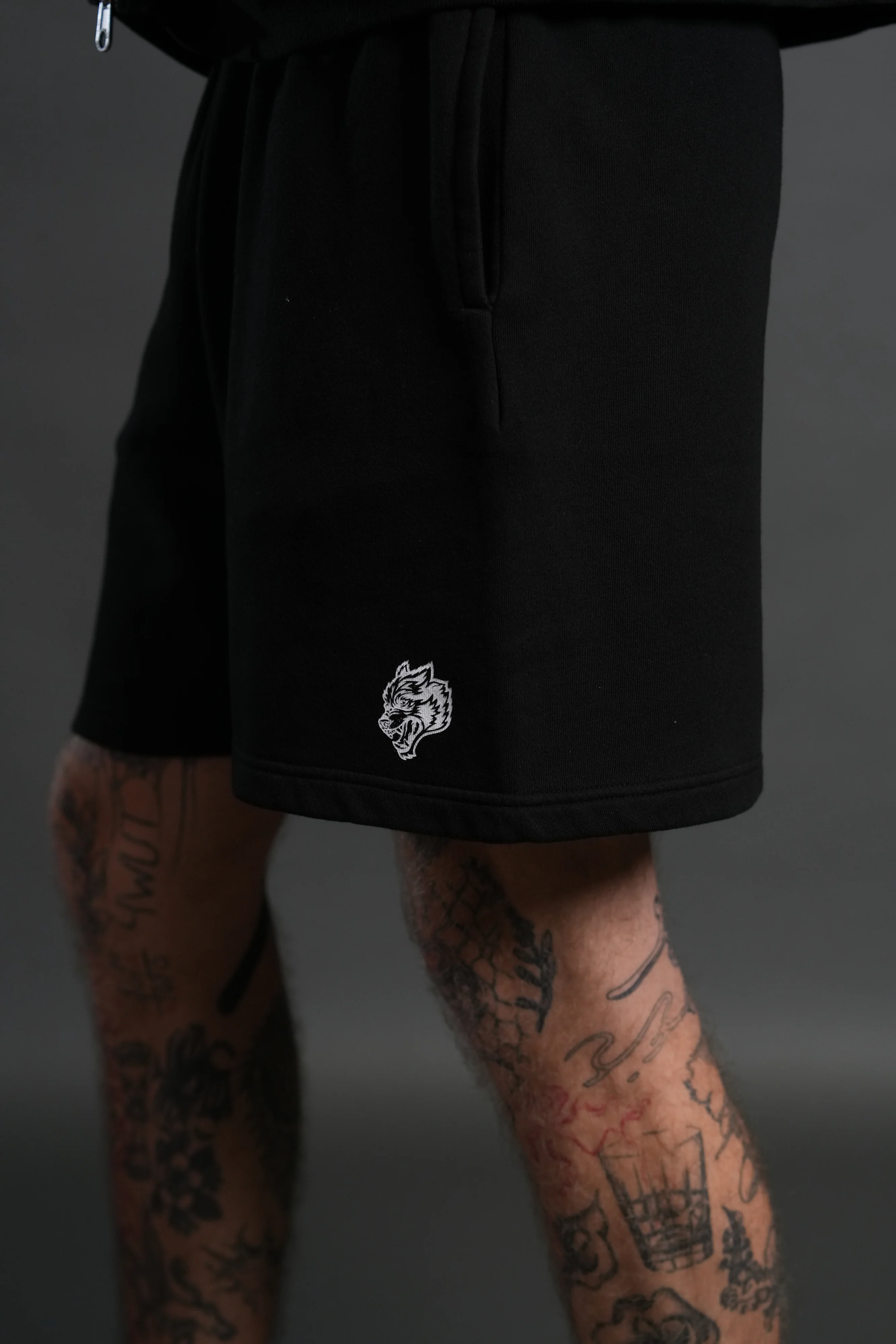Box Patch Dual Post Lounge Sweat Shorts V2 in Black - Image 6