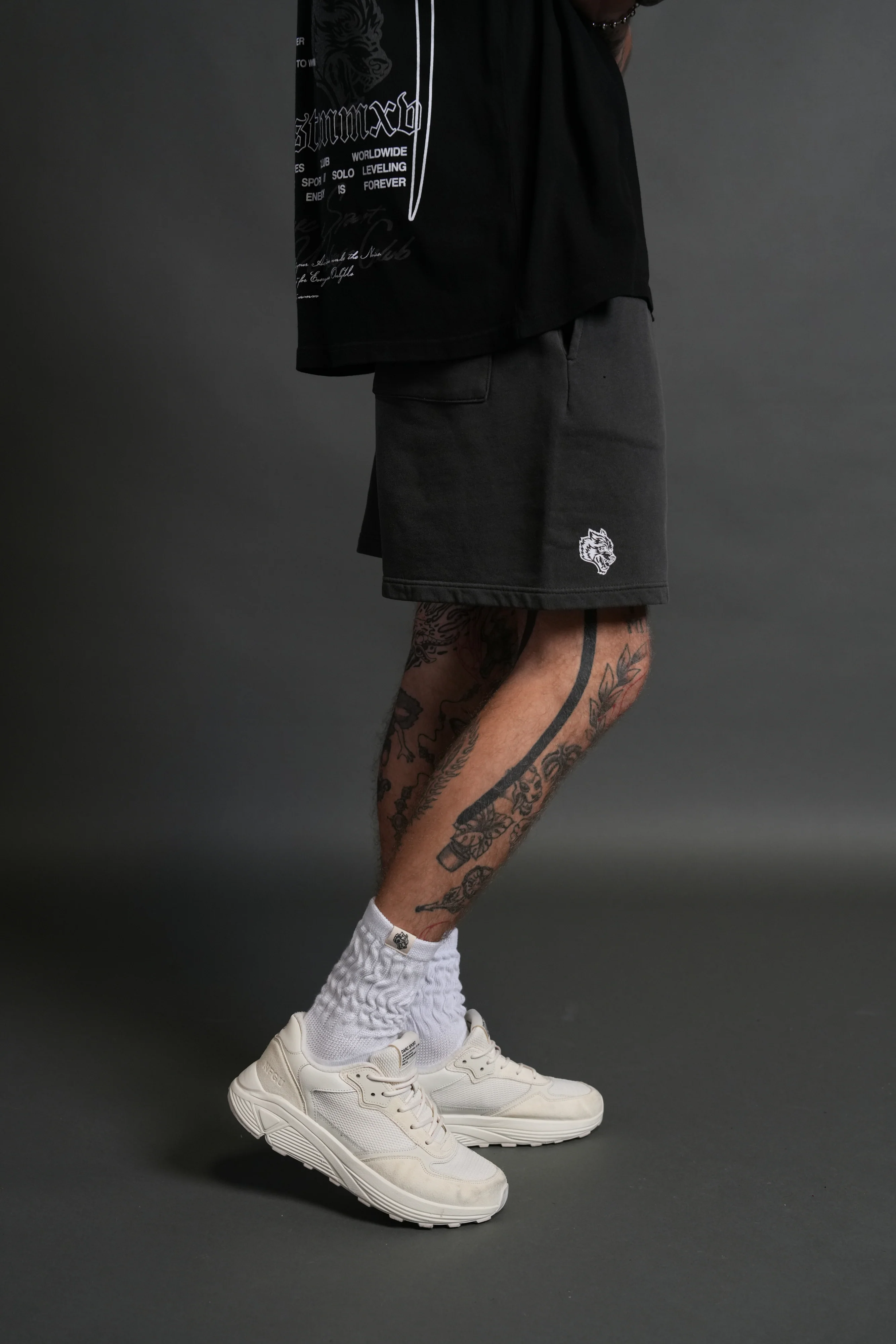 Box Patch Dual Post Lounge Sweat Shorts V2 in Wolf Gray - Image 5
