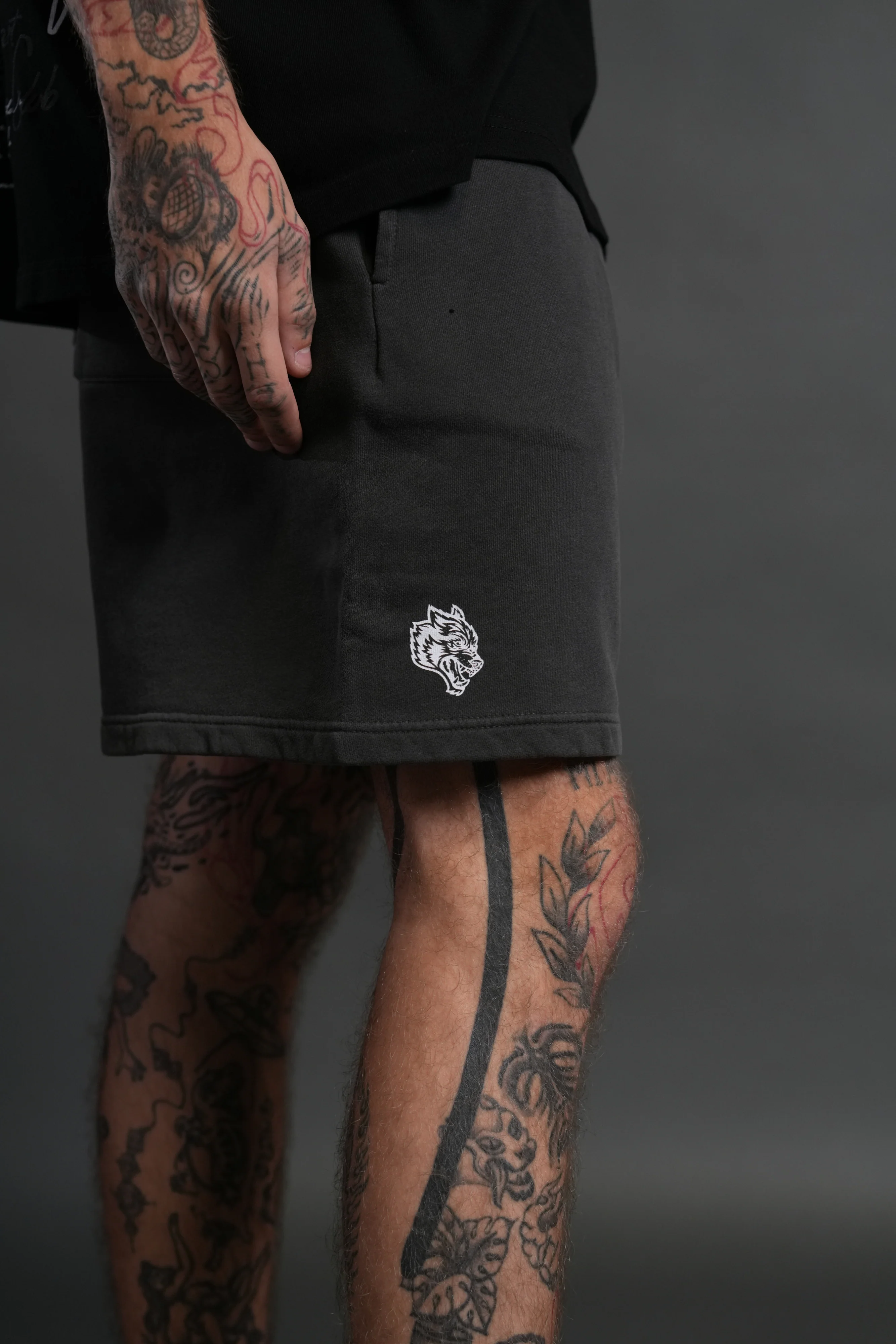 Box Patch Dual Post Lounge Sweat Shorts V2 in Wolf Gray - Image 7