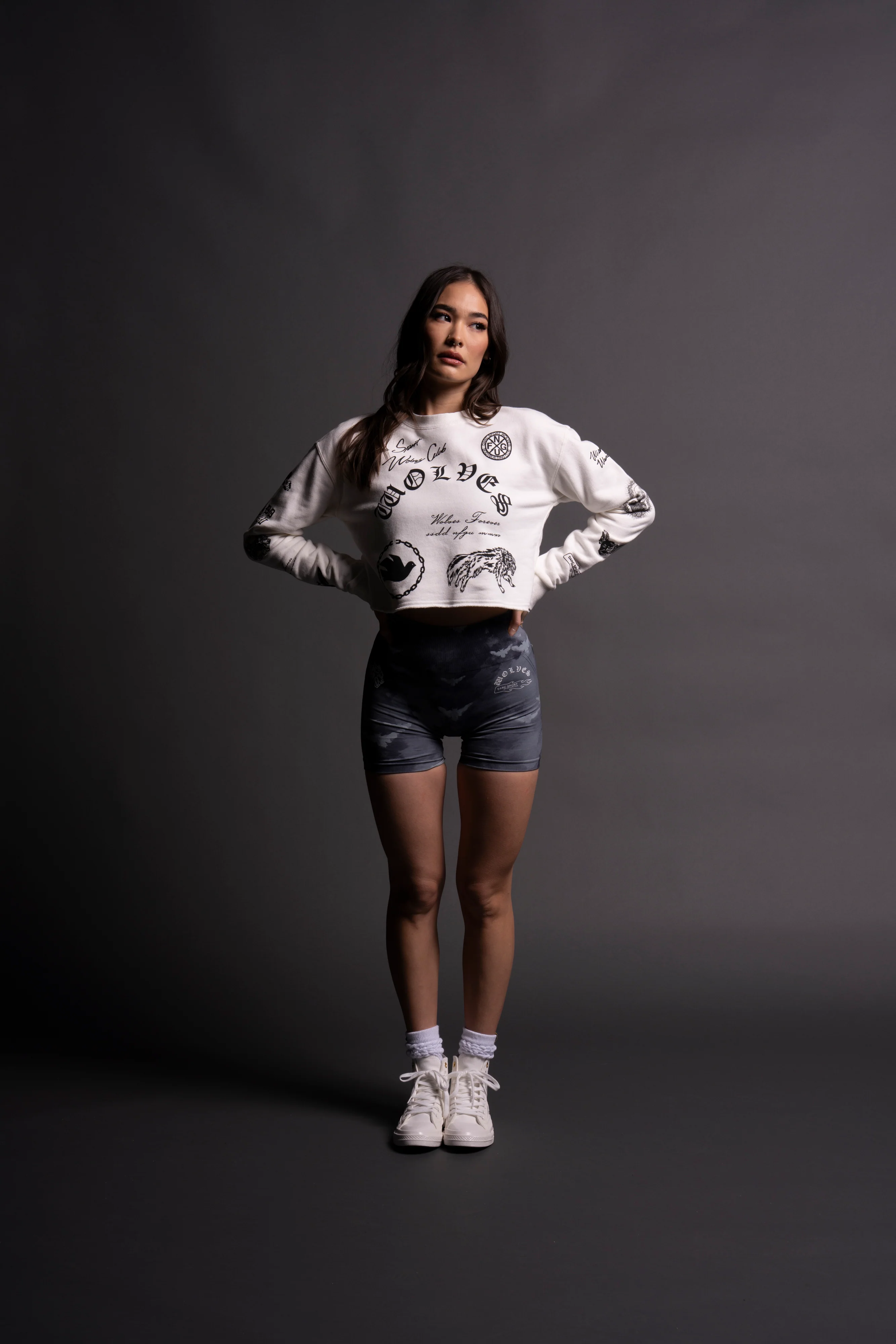 Break The Cycle (Cropped) Crewneck in Cream - Image 5
