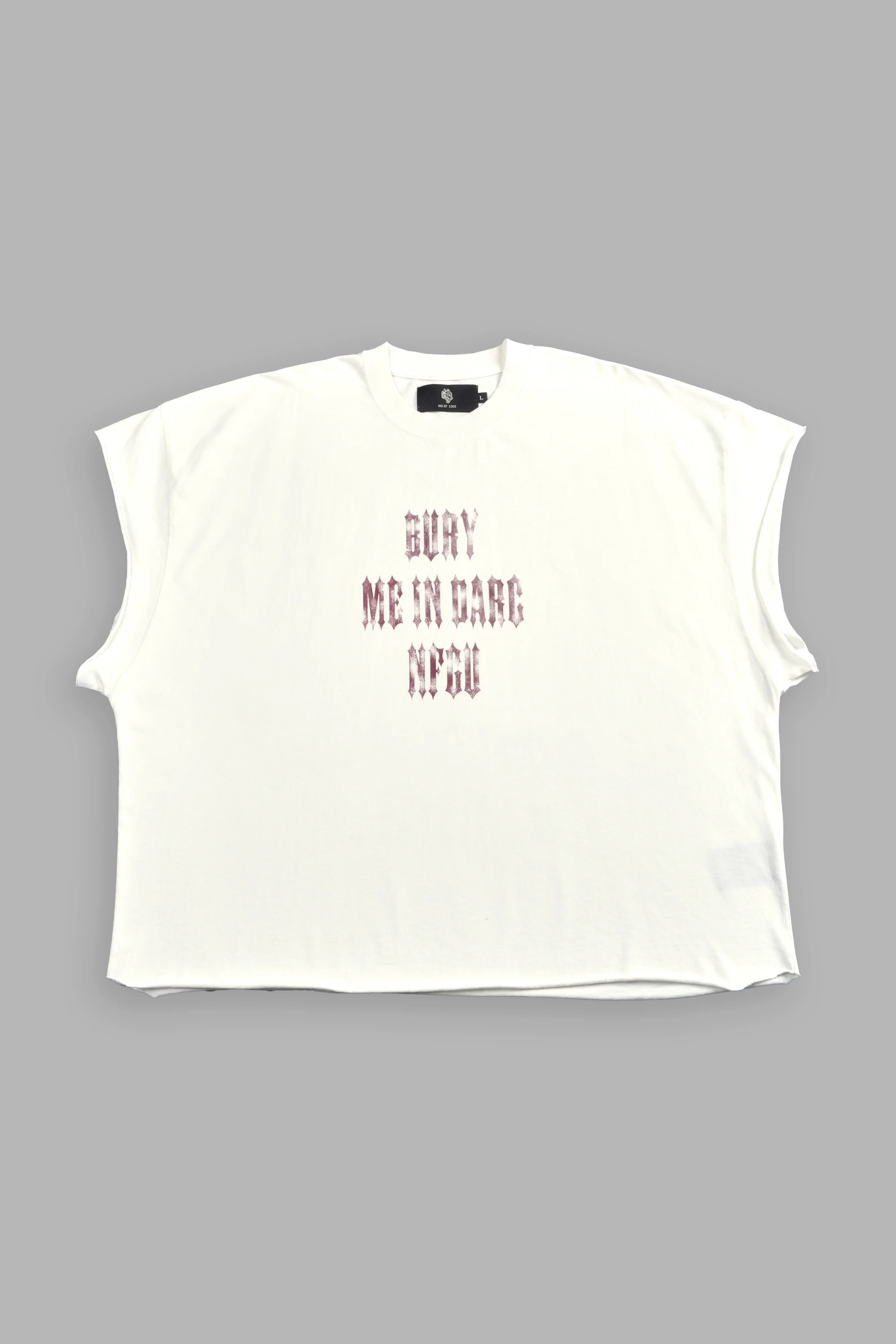 Bury Me in Darc Forever Grunge Cut-Off Tee in Cream - Image 3
