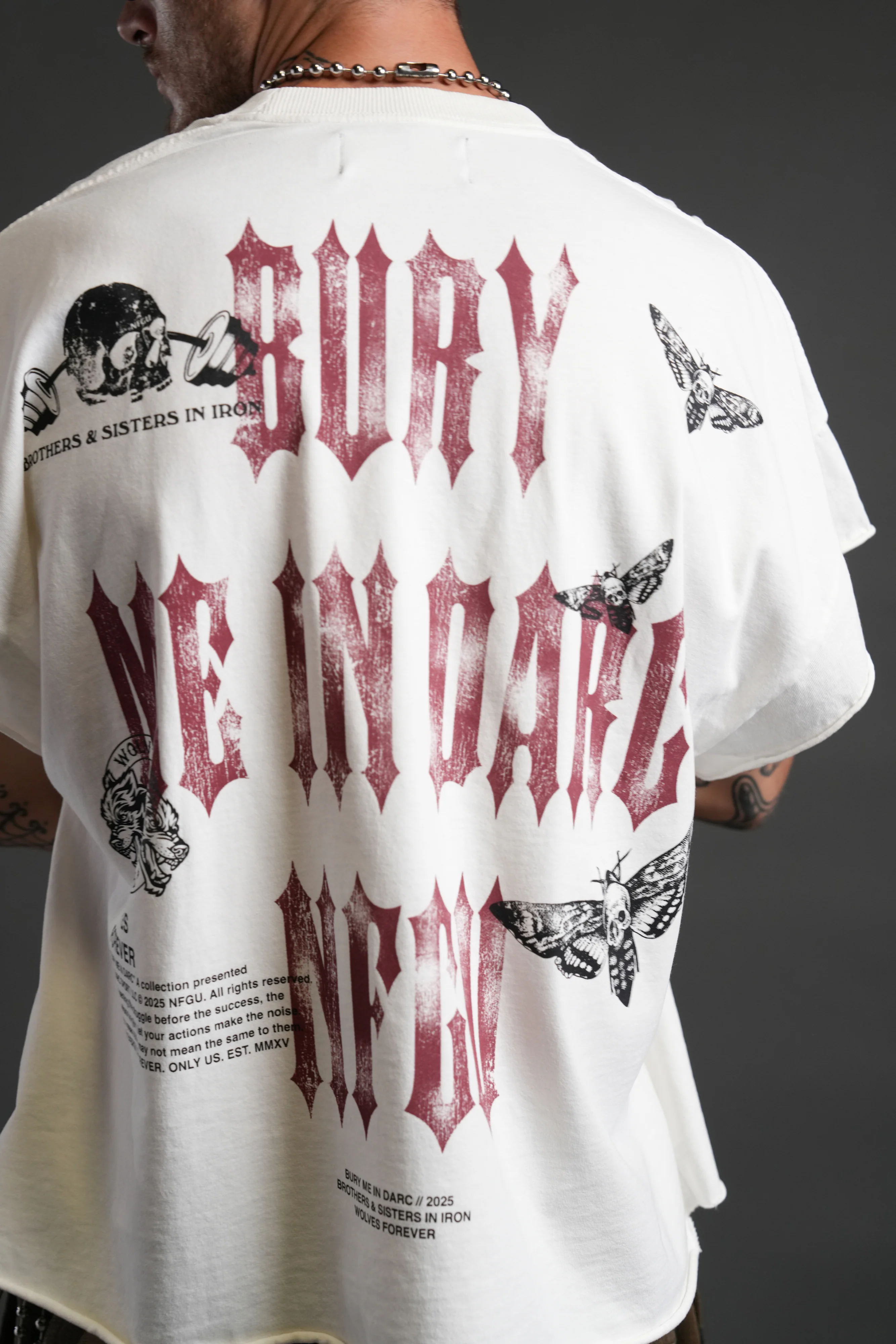 Bury Me in Darc Forever Grunge Cut-Off Tee in Cream - Image 8
