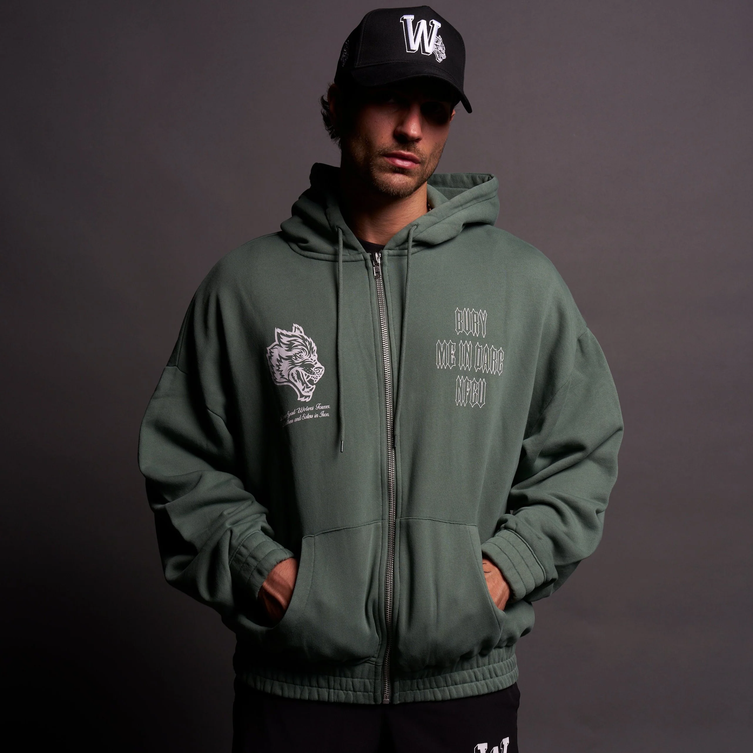 Bury Me In Darc NFGU V2 "Chambers" Zip Hoodie in Hunter Green - Image 2