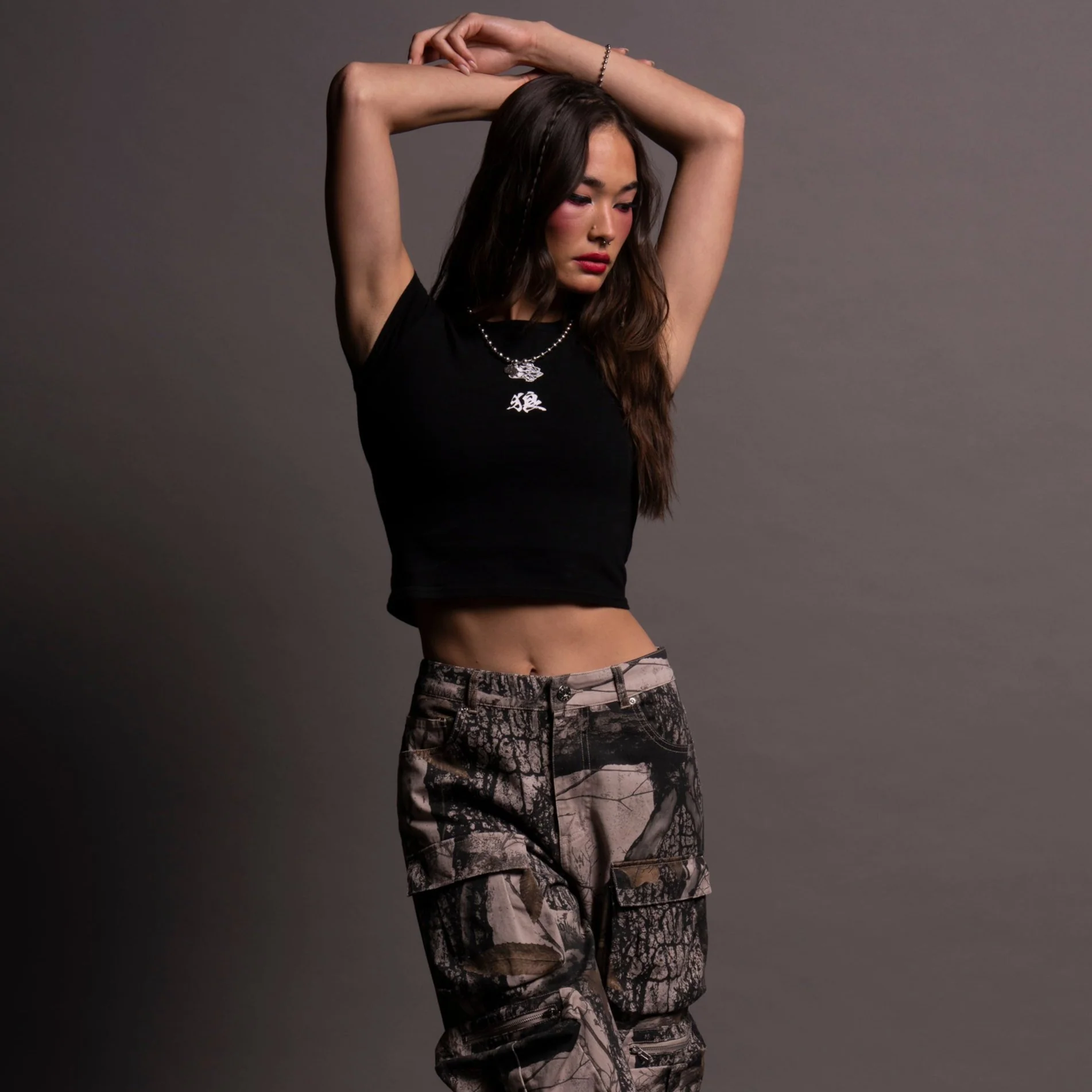 Bushido Wolf Baby Tee in Black - Image 2