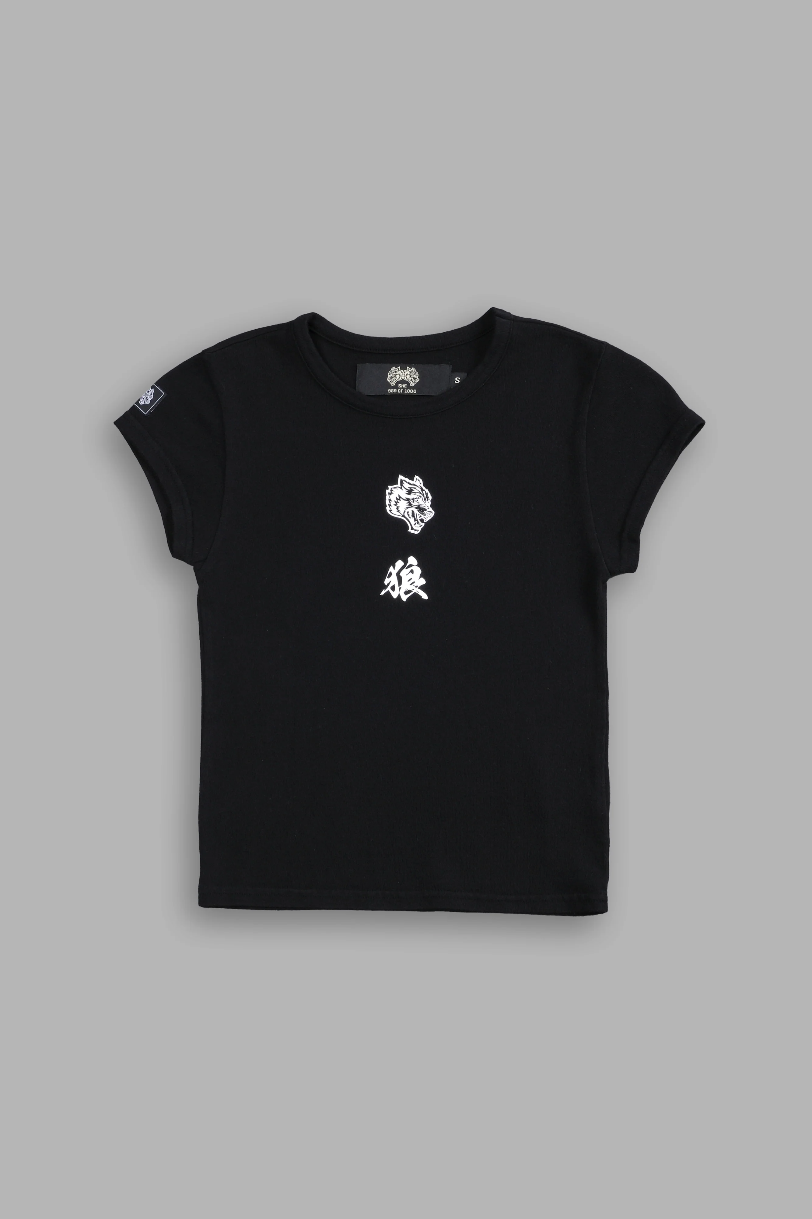 Bushido Wolf Baby Tee in Black - Image 3