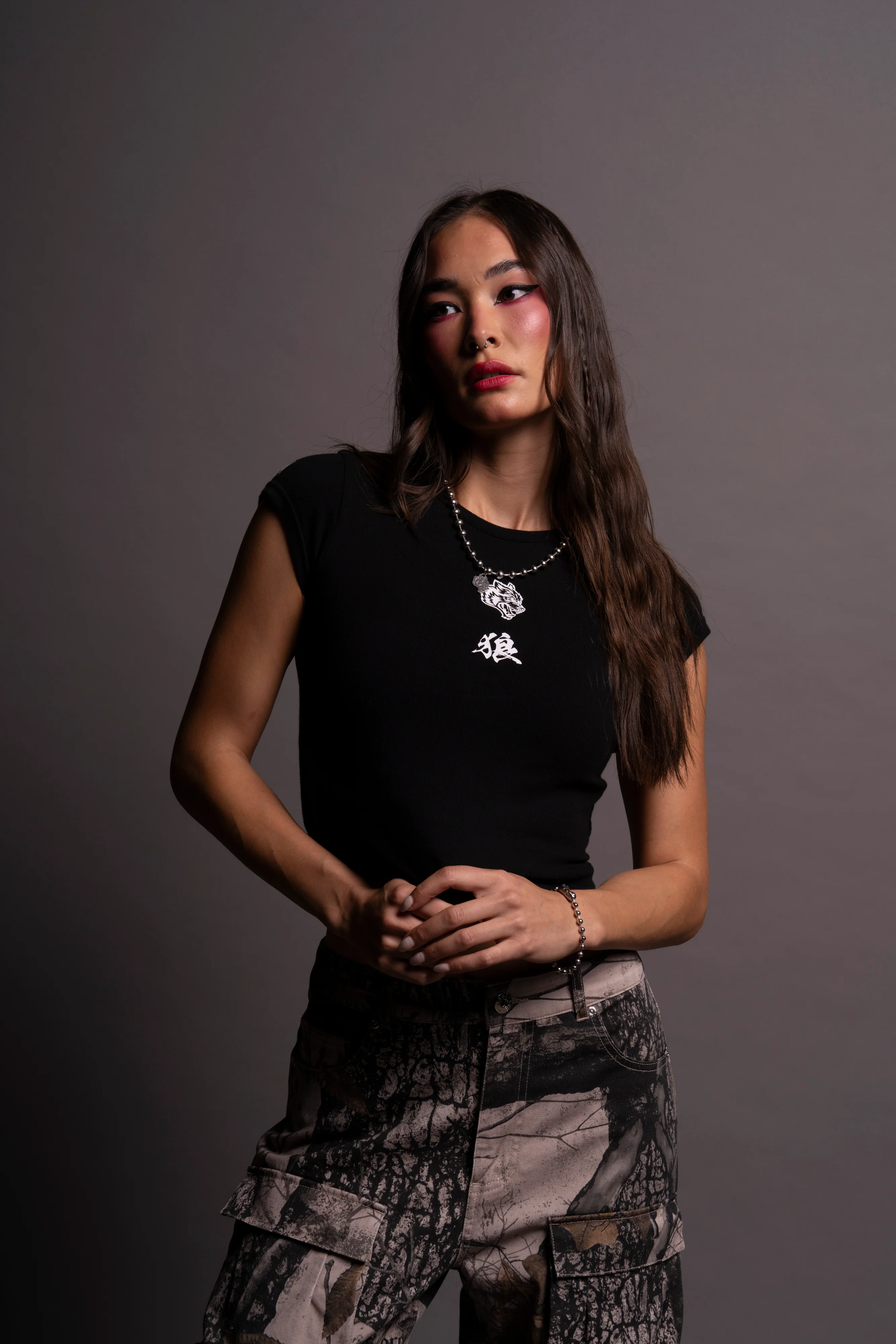 Bushido Wolf Baby Tee in Black - Image 7
