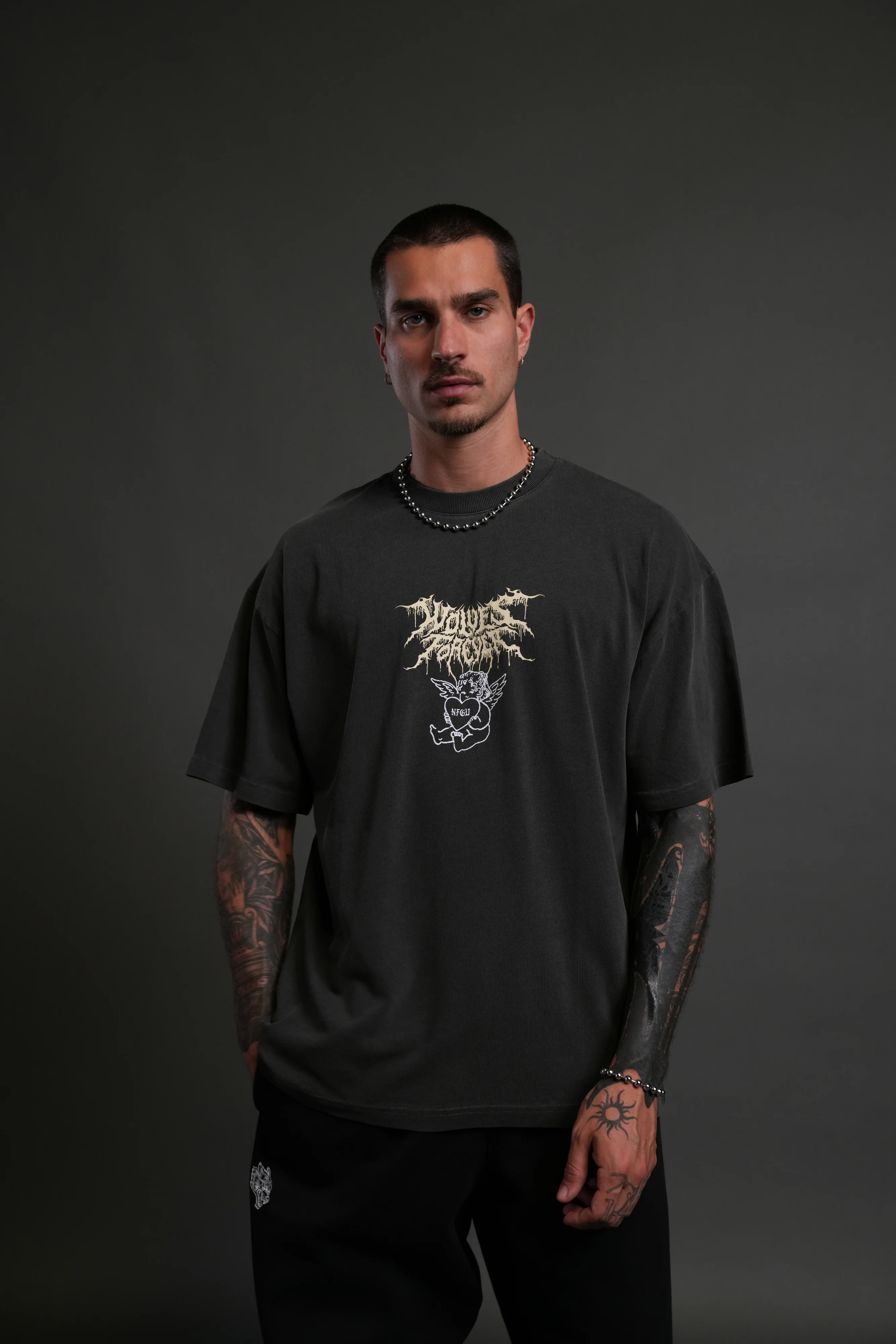 Cherub Core "Premium" Oversized Tee in Wolf Gray - Image 2