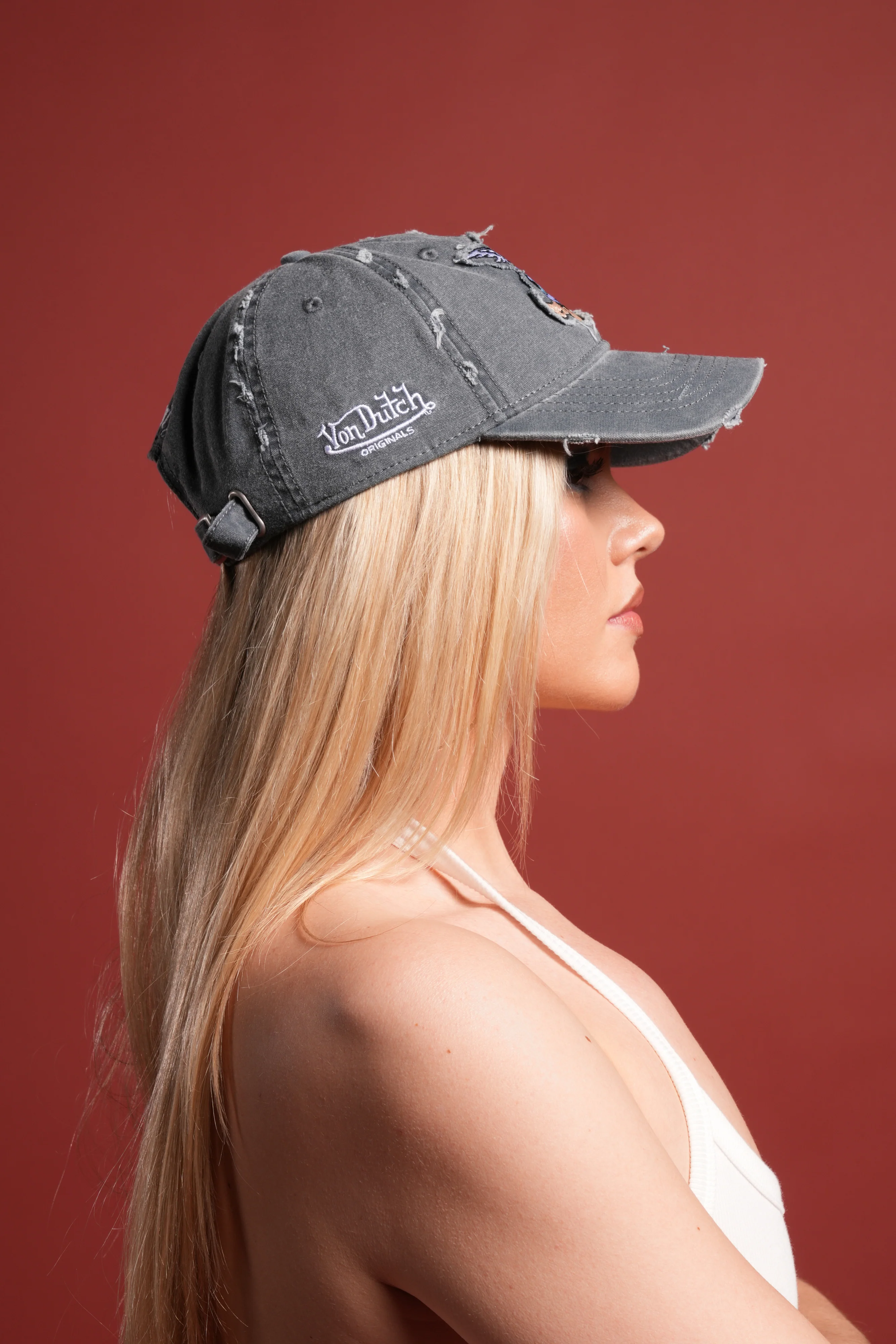 Cherub Eye Ball Distressed Dad Hat in Washed Wolf Gray - Image 10