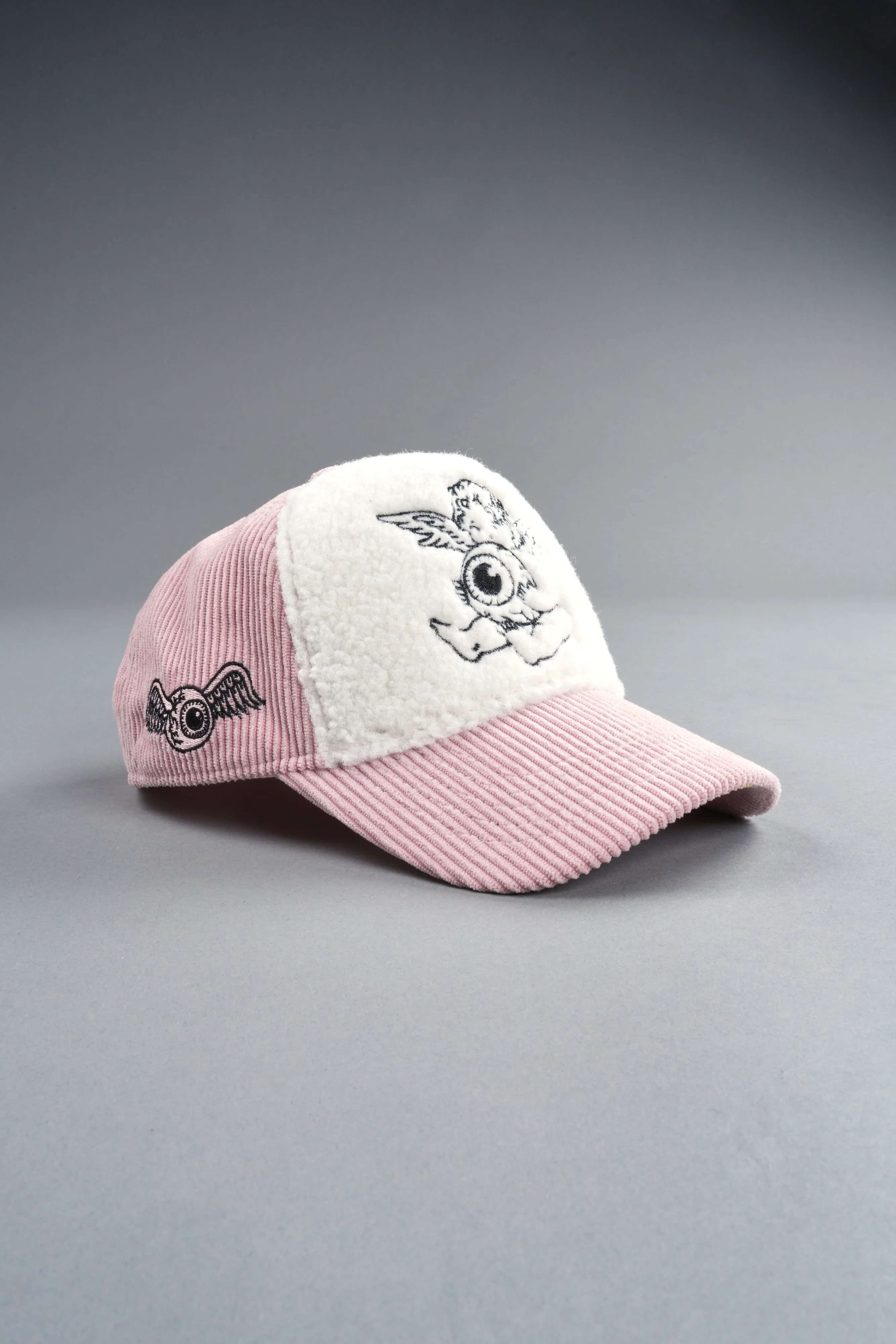 Cherub Eyeball Corduroy Trucker Hat in Bubblegum - Image 7