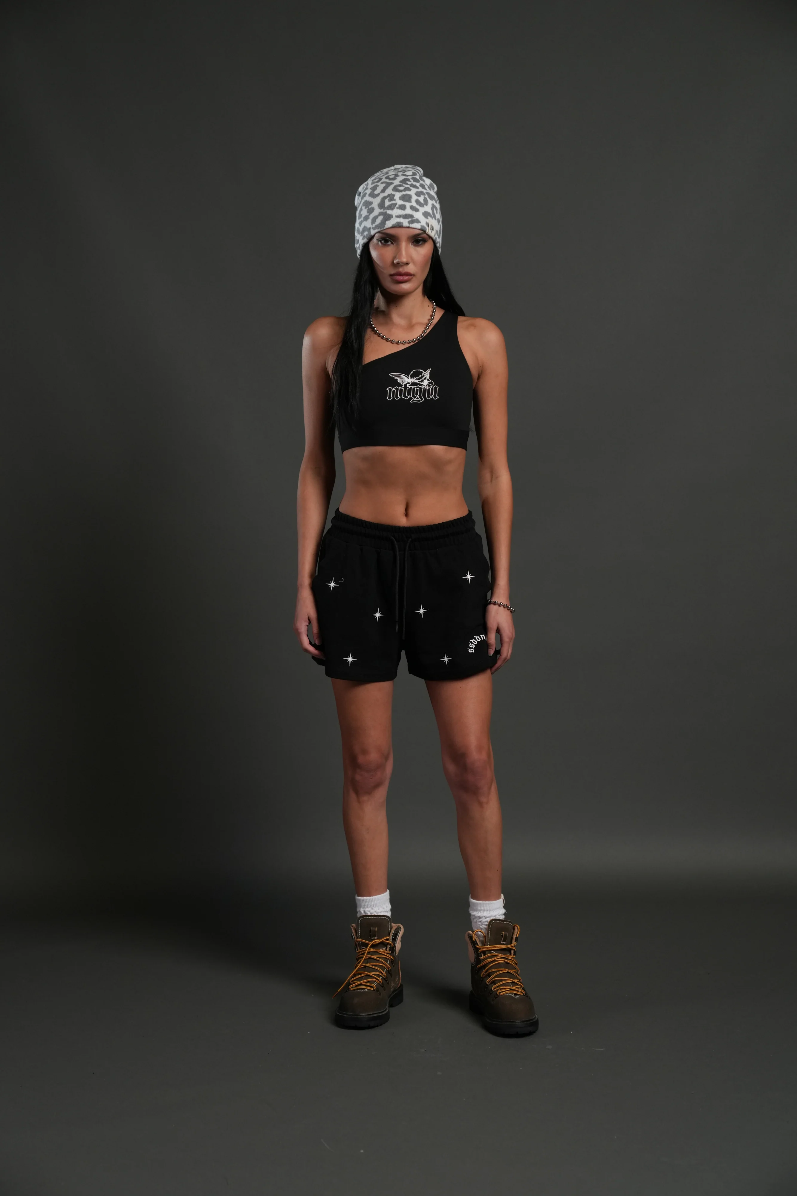 Cherub NFGU One Shoulder Sports Bra in Black - Image 3