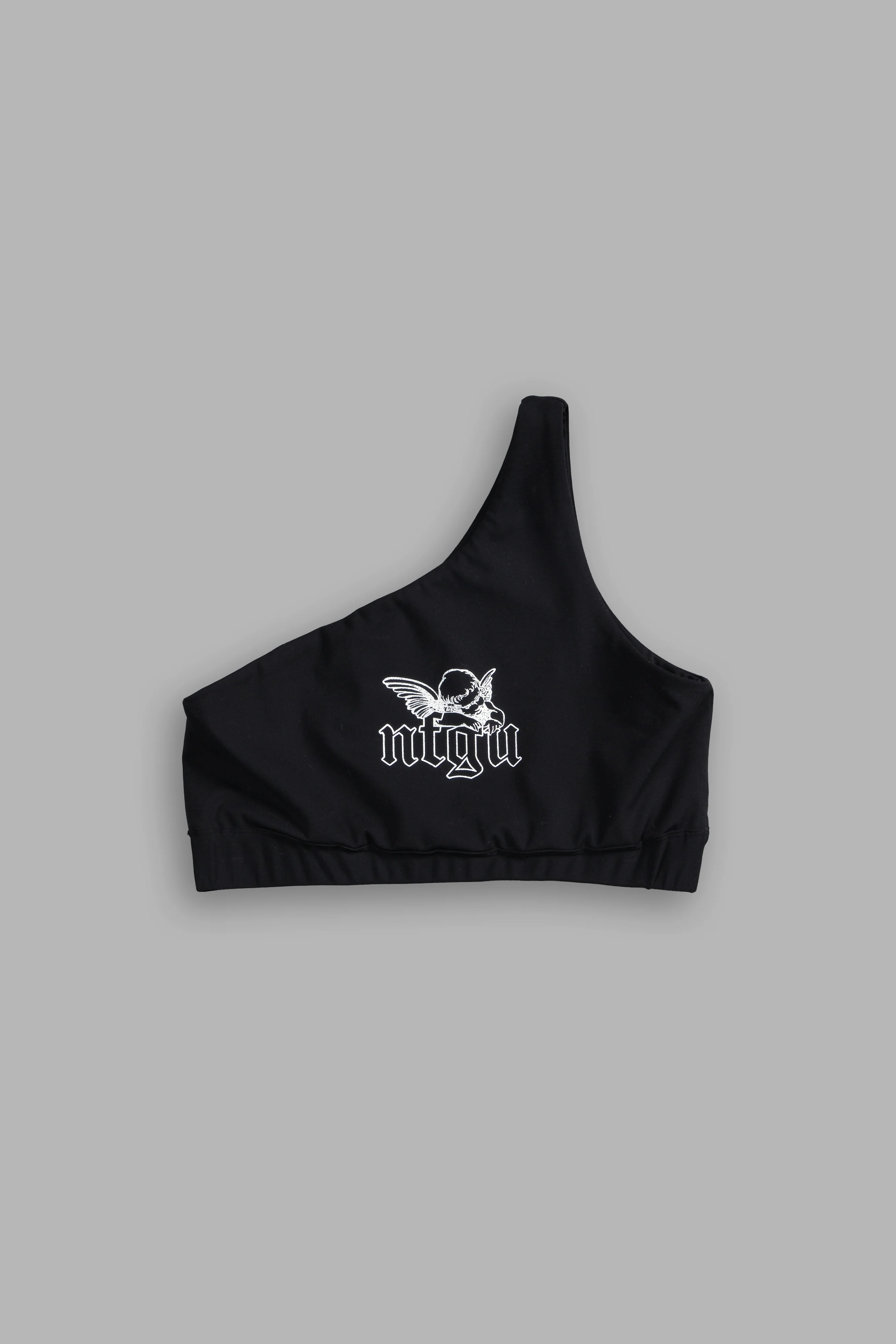 Cherub NFGU One Shoulder Sports Bra in Black - Image 7