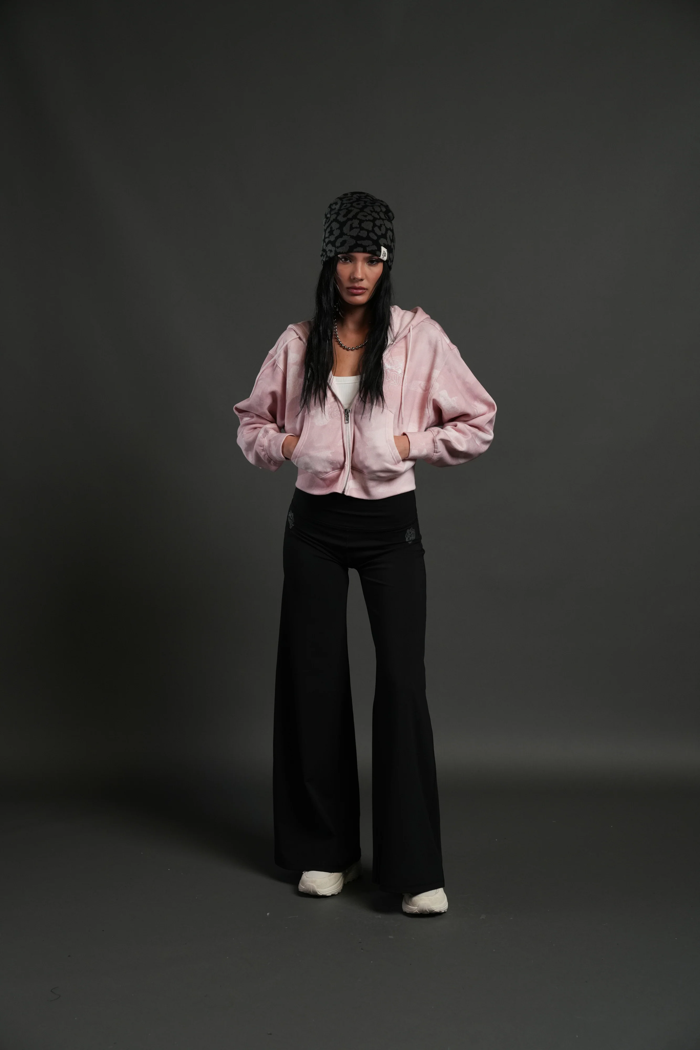 Cherub NFGU "Sage" Cropped Zip Hoodie in Blush Vintage Woodland Camo - Image 3
