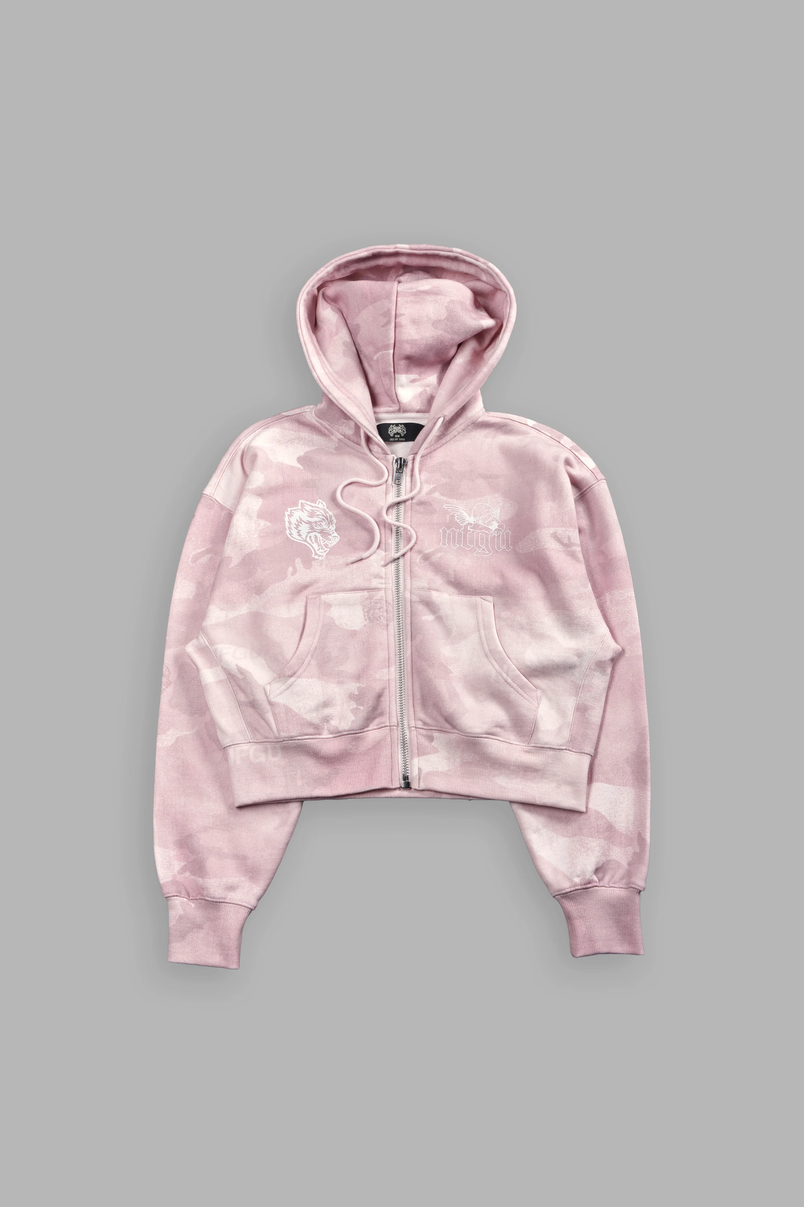 Cherub NFGU "Sage" Cropped Zip Hoodie in Blush Vintage Woodland Camo - Image 7