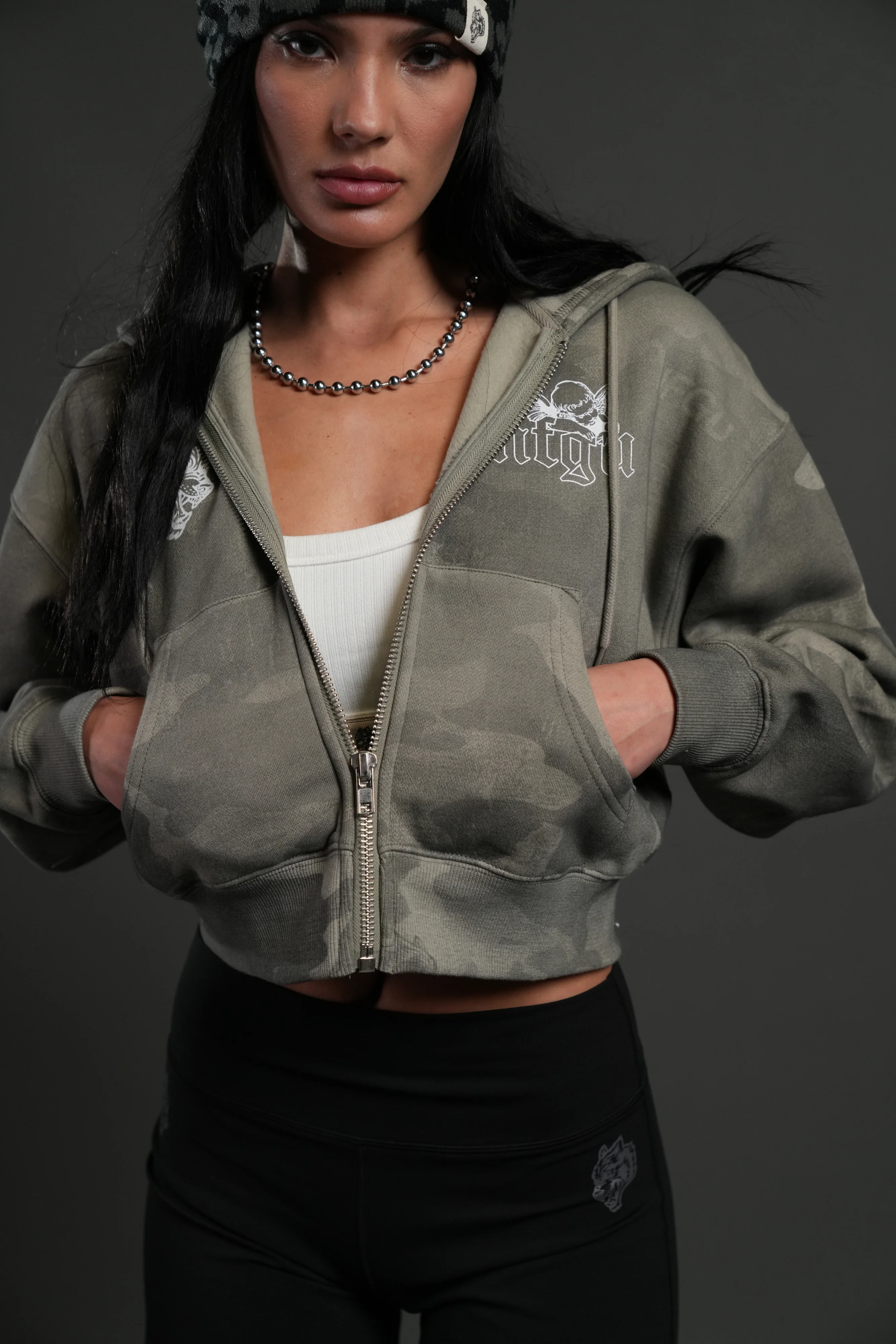 Cherub NFGU "Sage" Cropped Zip Hoodie in Lush Vintage Woodland Camo - Image 5