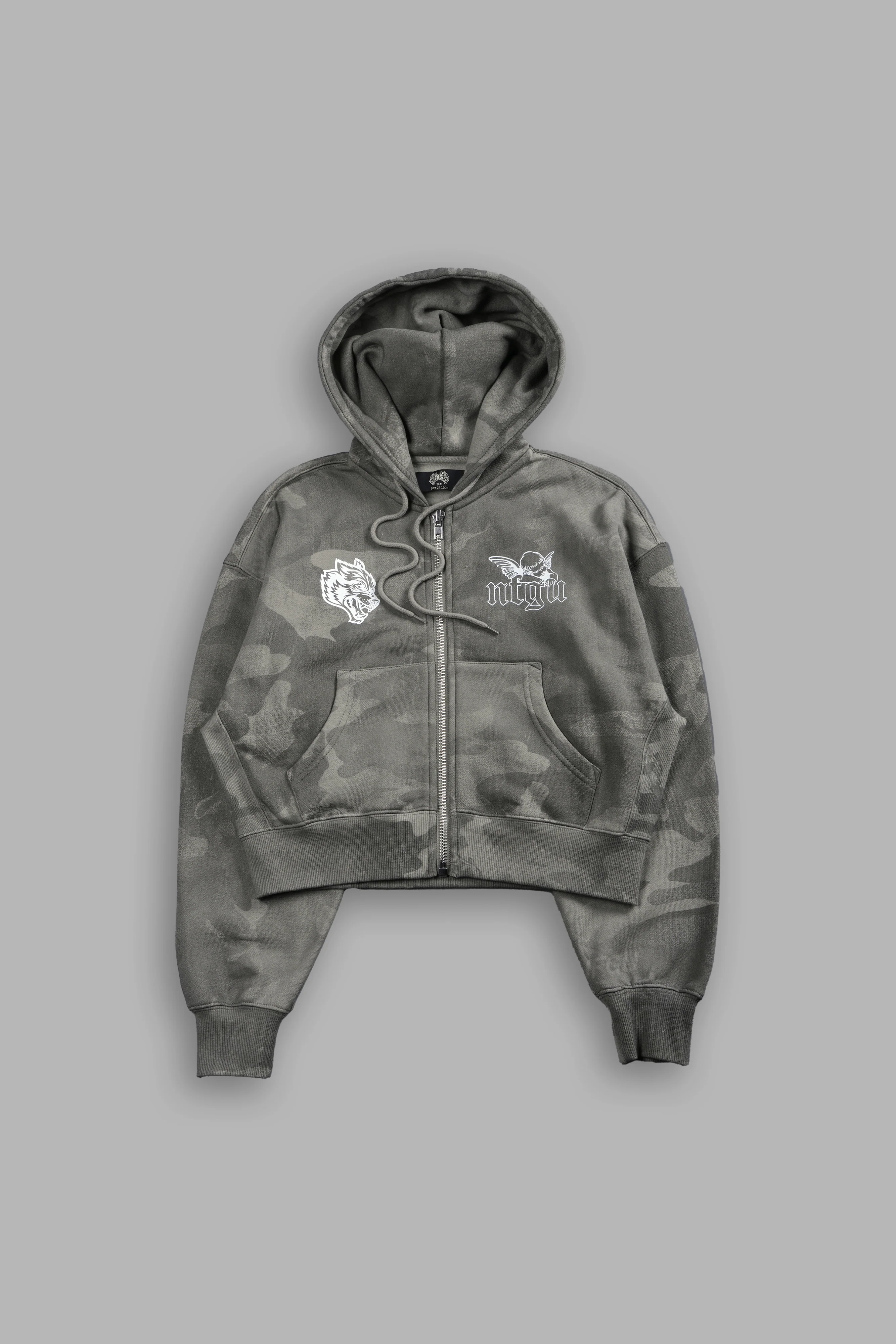 Cherub NFGU "Sage" Cropped Zip Hoodie in Lush Vintage Woodland Camo - Image 7