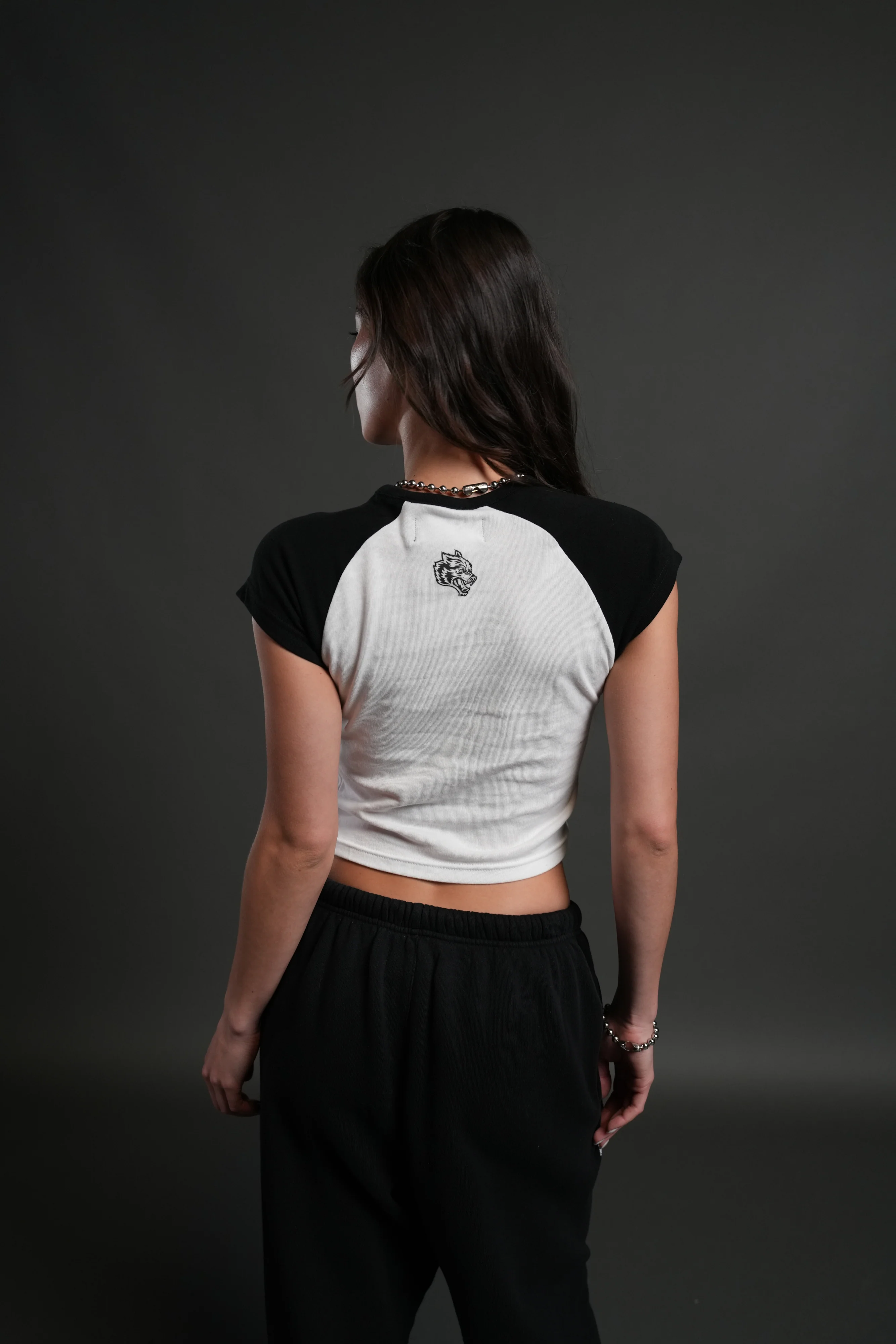Cherub's Oath Lina Raglan "Baby" Tee in White/Black - Image 2