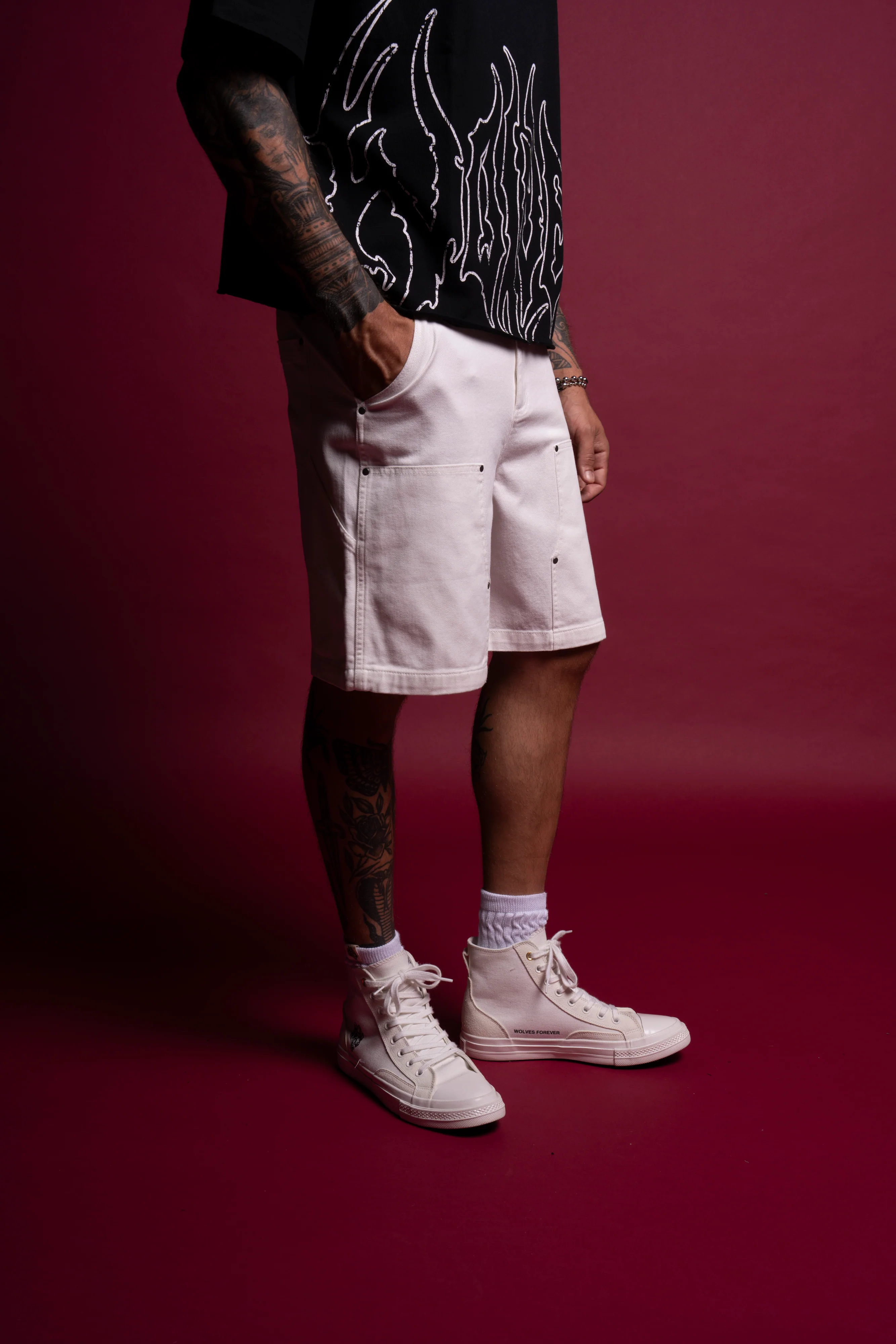 Chopper Clark Utility Shorts in Cream - Image 6