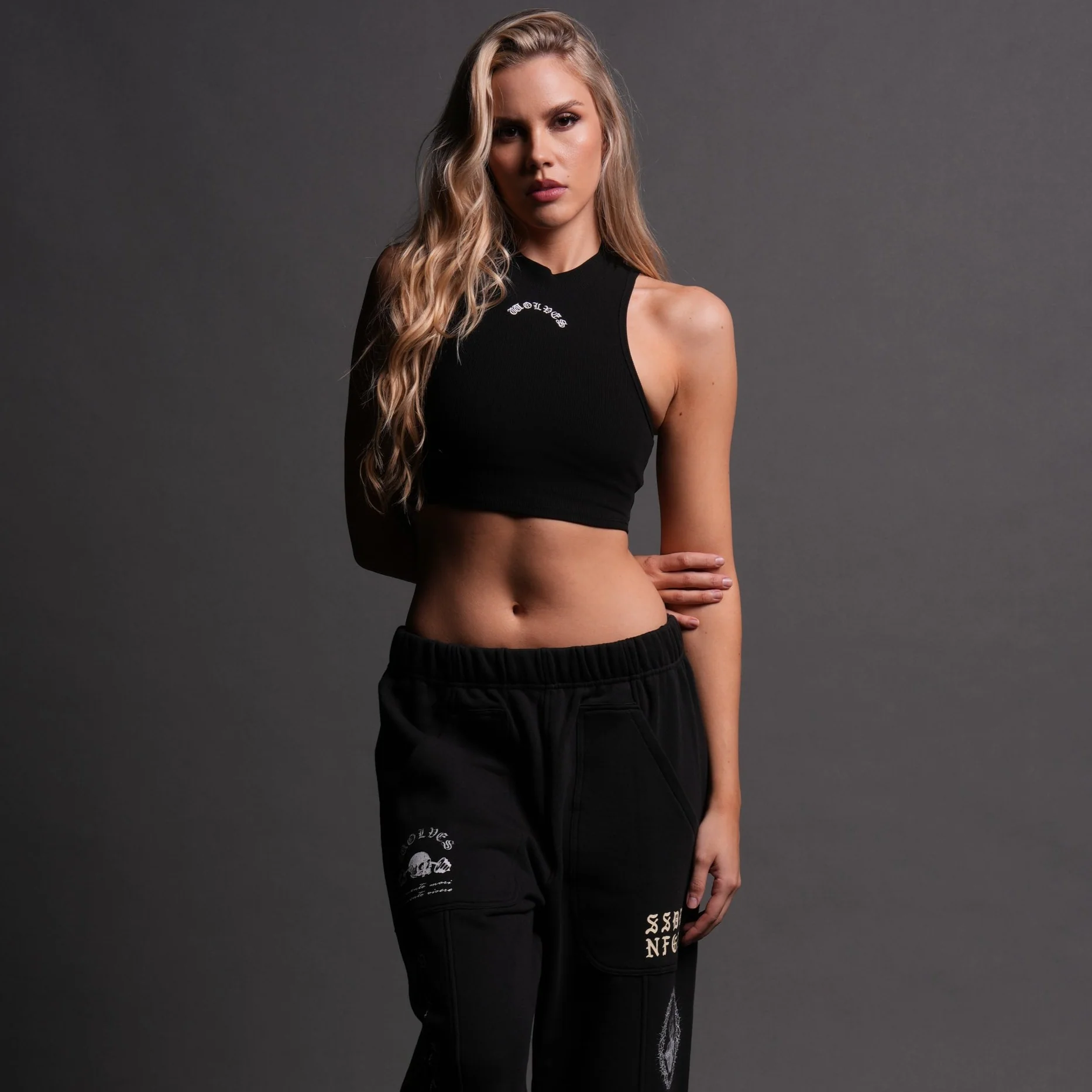Chopper Romy Mockneck Ribbed Tank in Black - Image 2