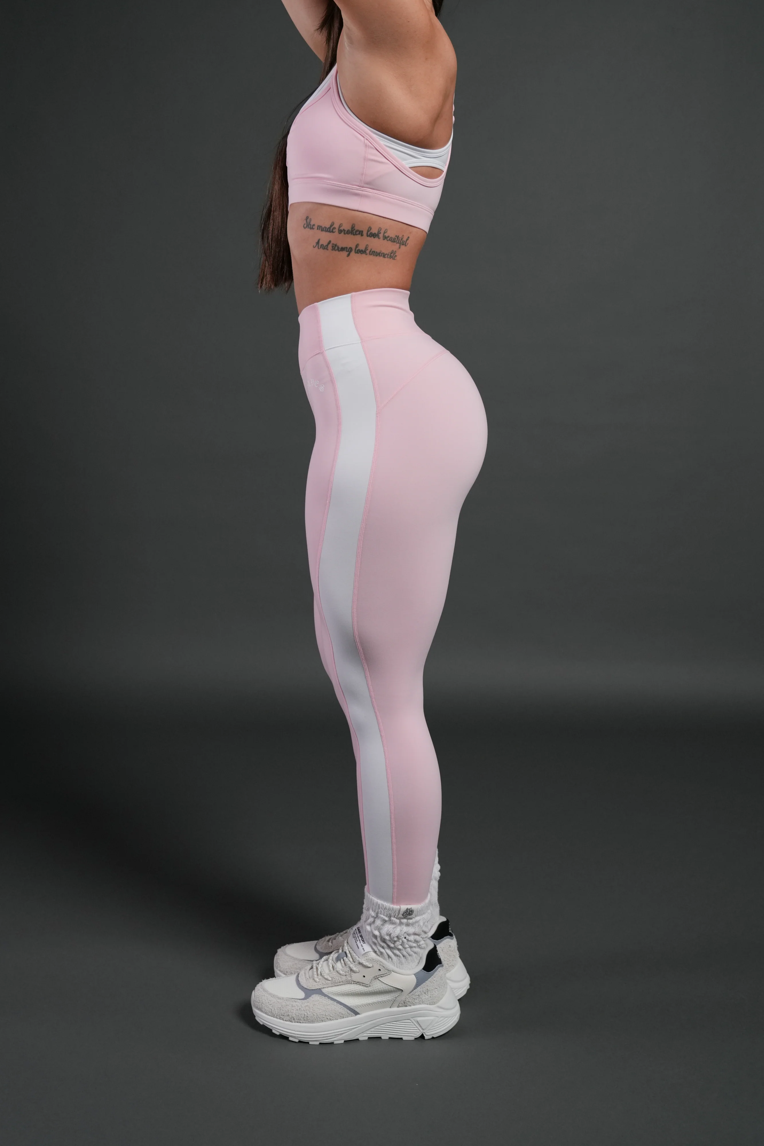 Chopper Wolf "Celine" Stripe Energy Leggings in Warm Blush - Image 2
