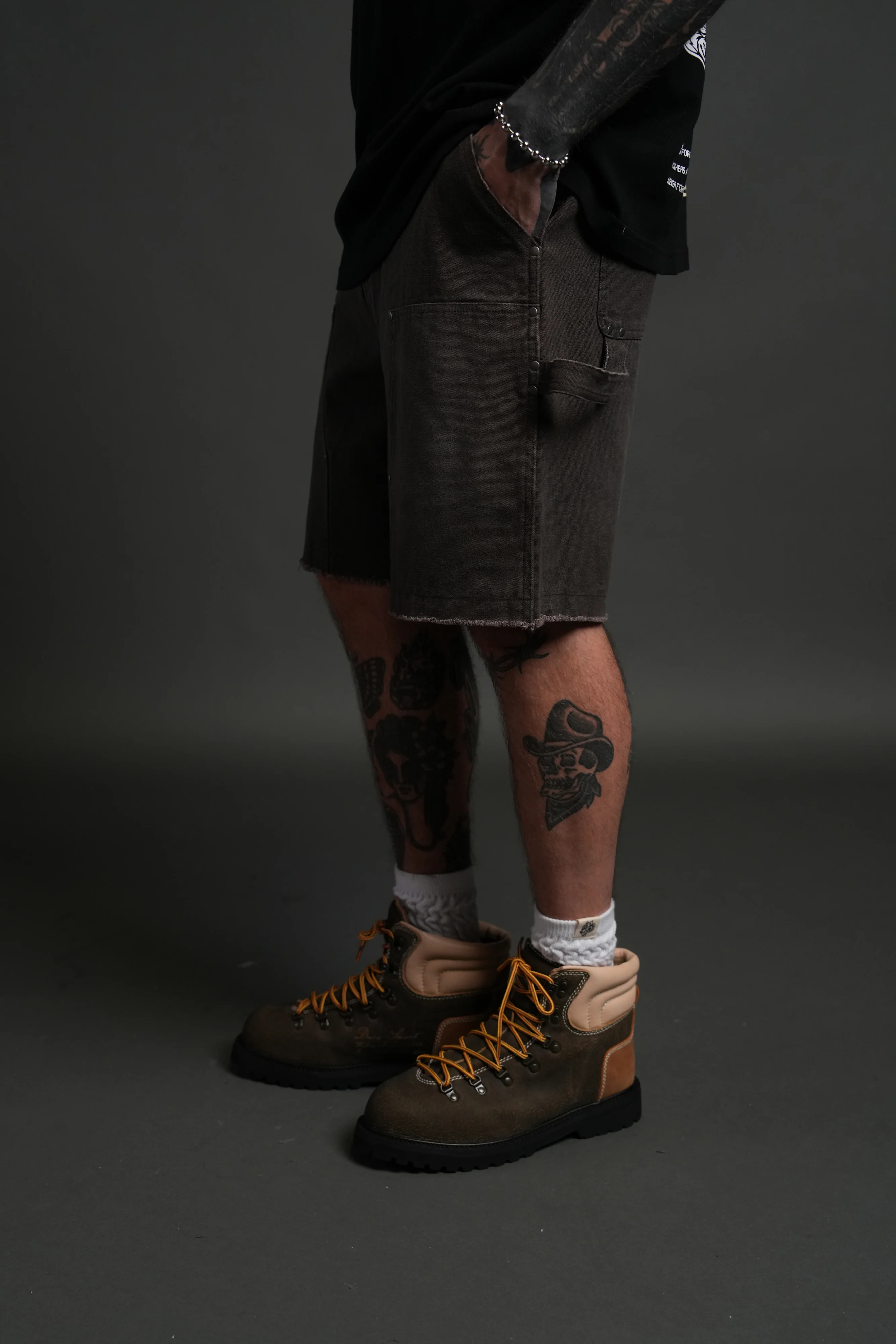 Core Chopper Raw Hem Hoffa Shorts in Darc Brown - Image 4