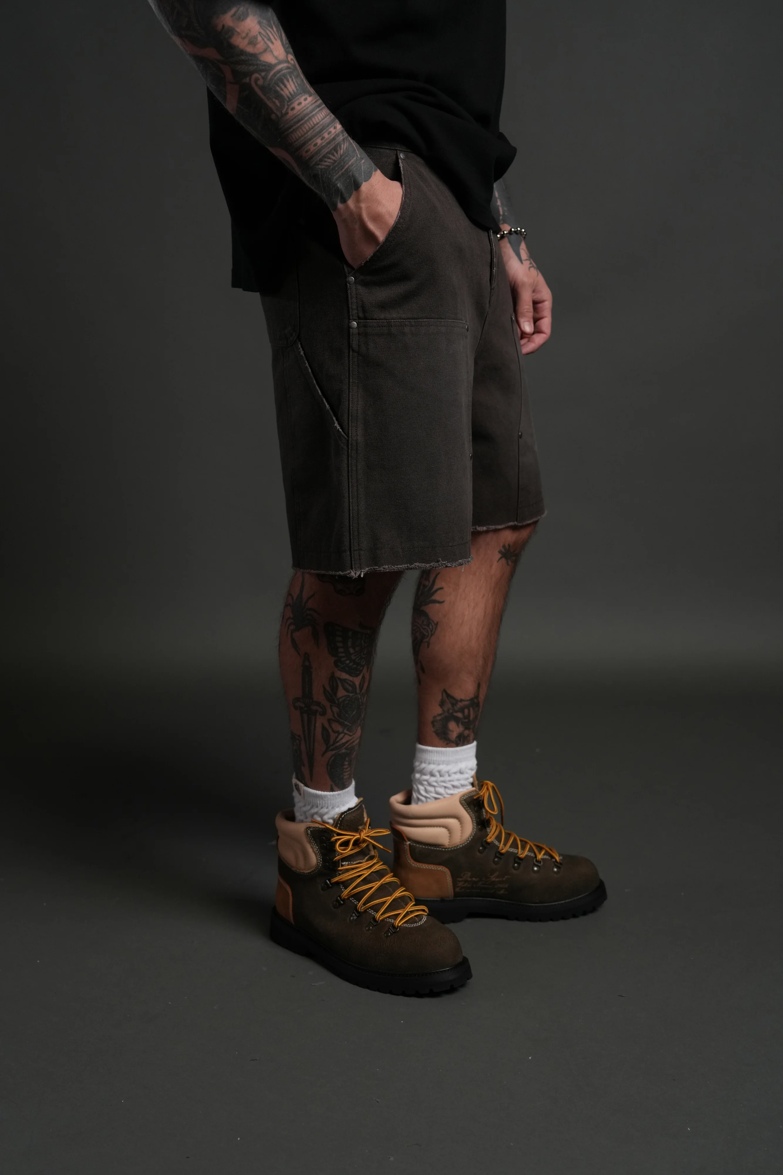 Core Chopper Raw Hem Hoffa Shorts in Darc Brown - Image 5
