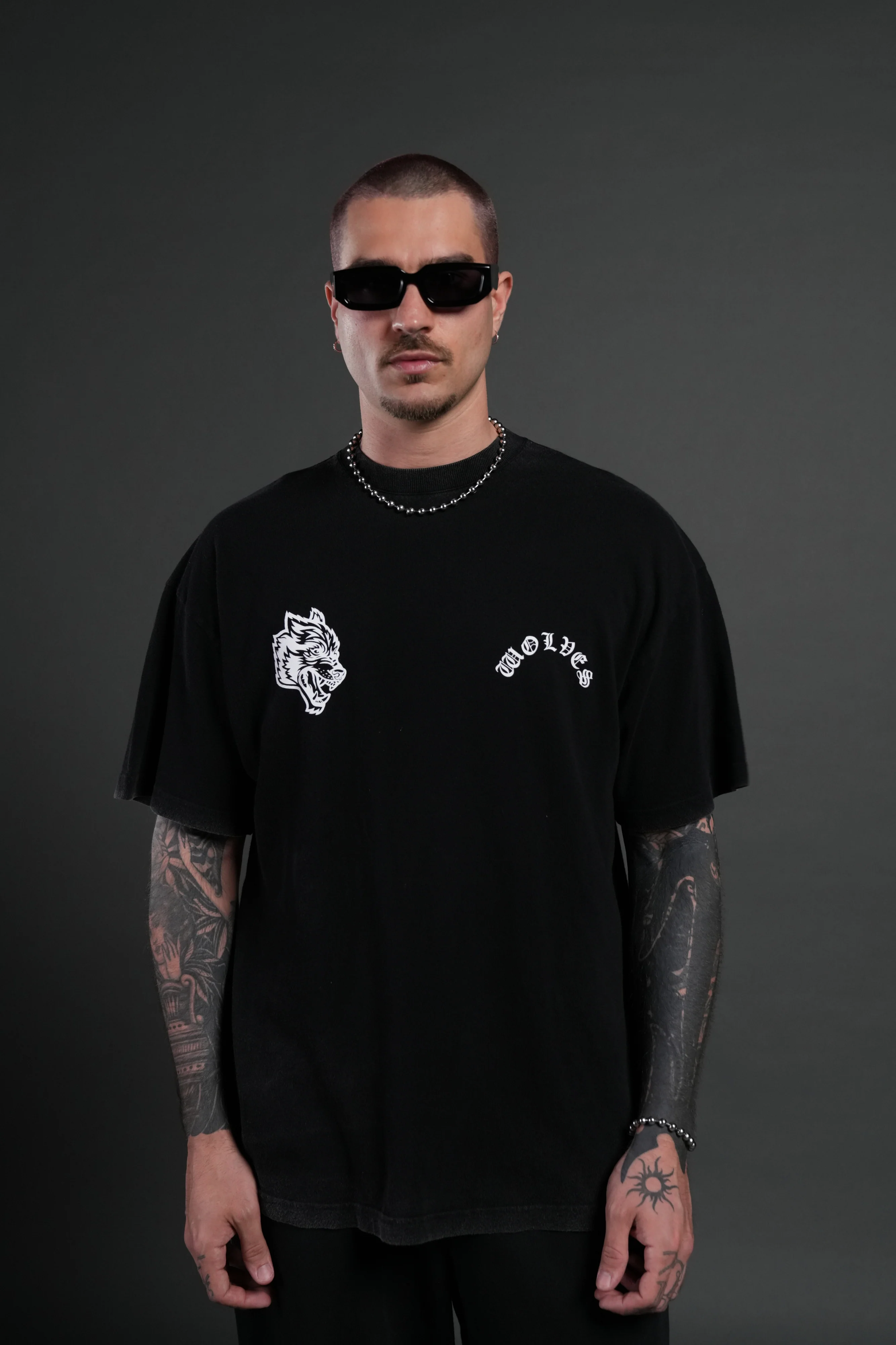 Crossed Hearts Premium Oversized Tee in Black - Image 2