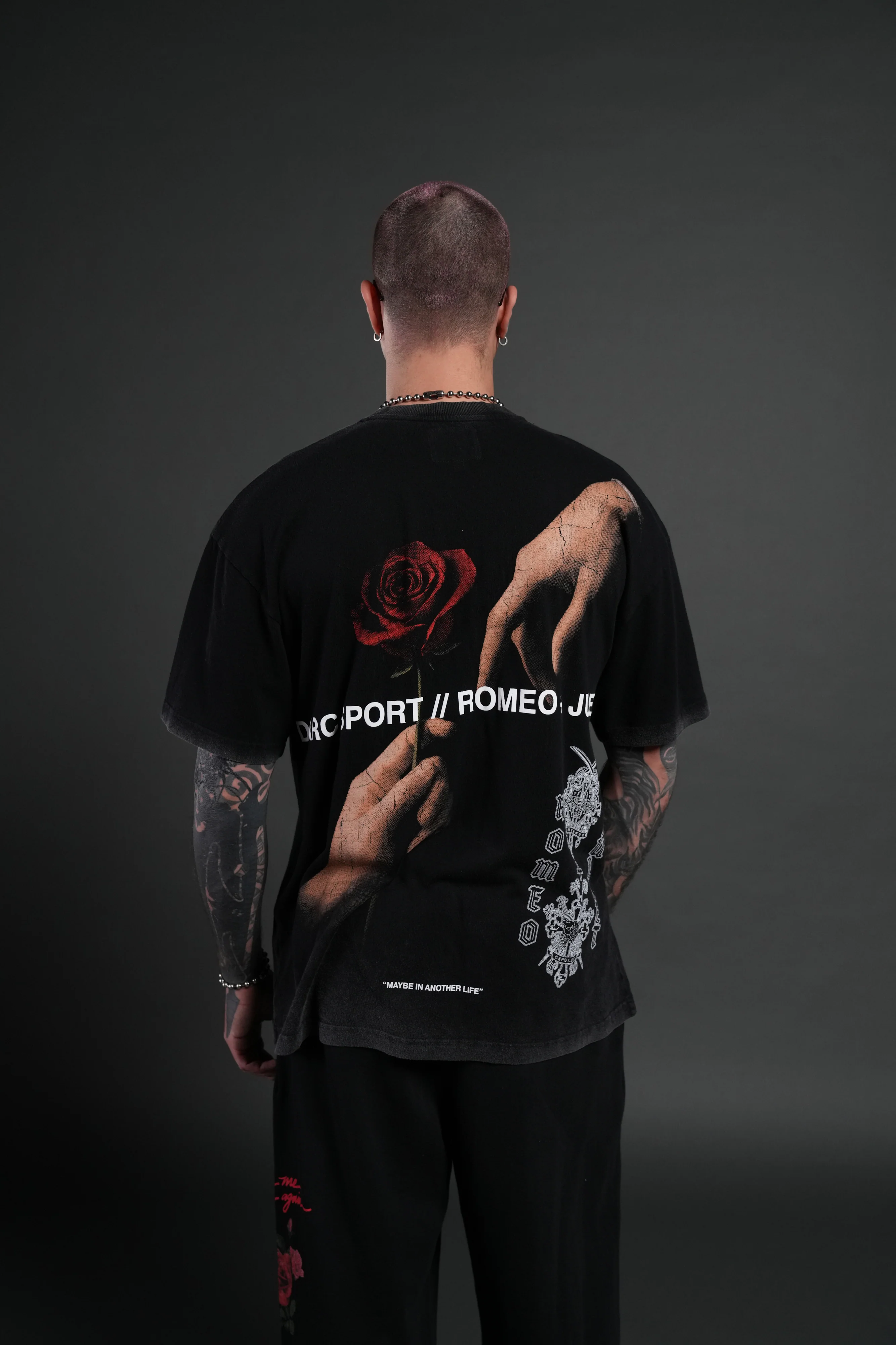 Crossed Hearts Premium Oversized Tee in Black - Image 4