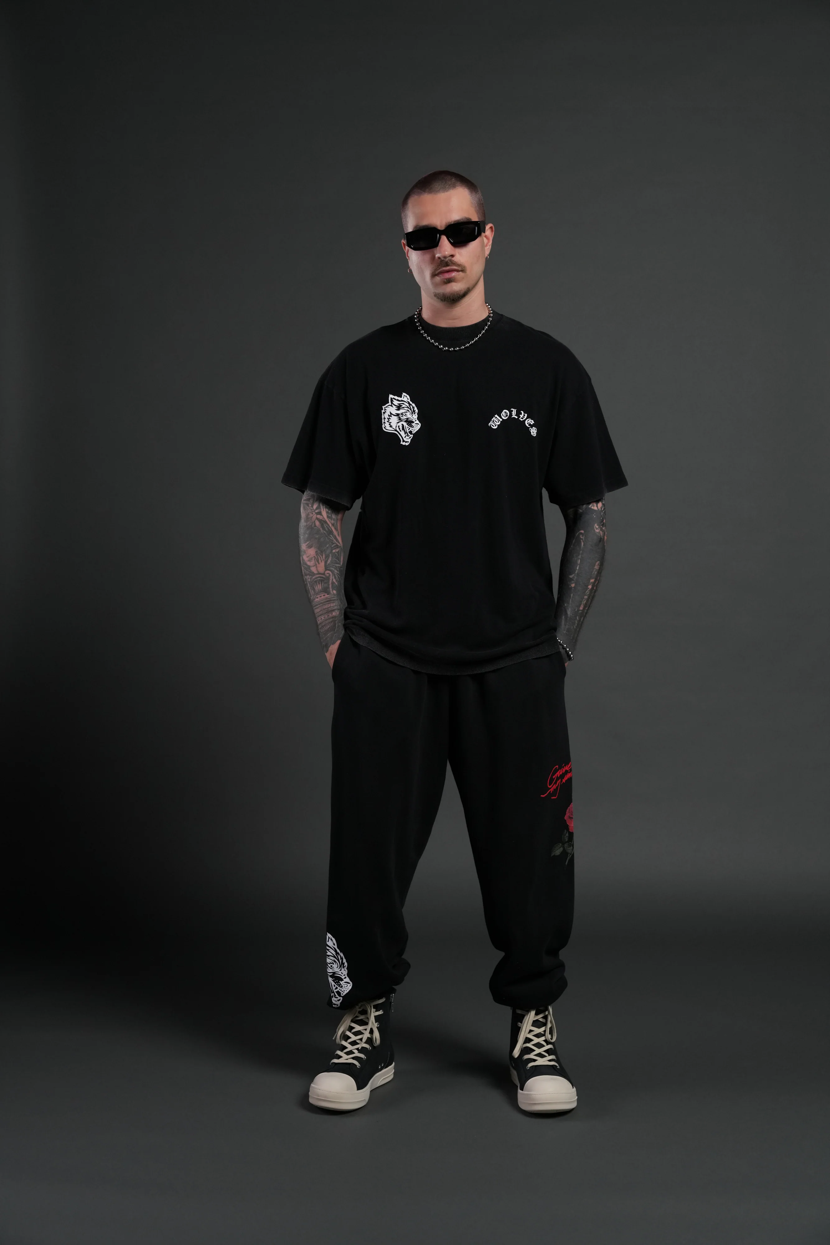 Crossed Hearts Premium Oversized Tee in Black - Image 5