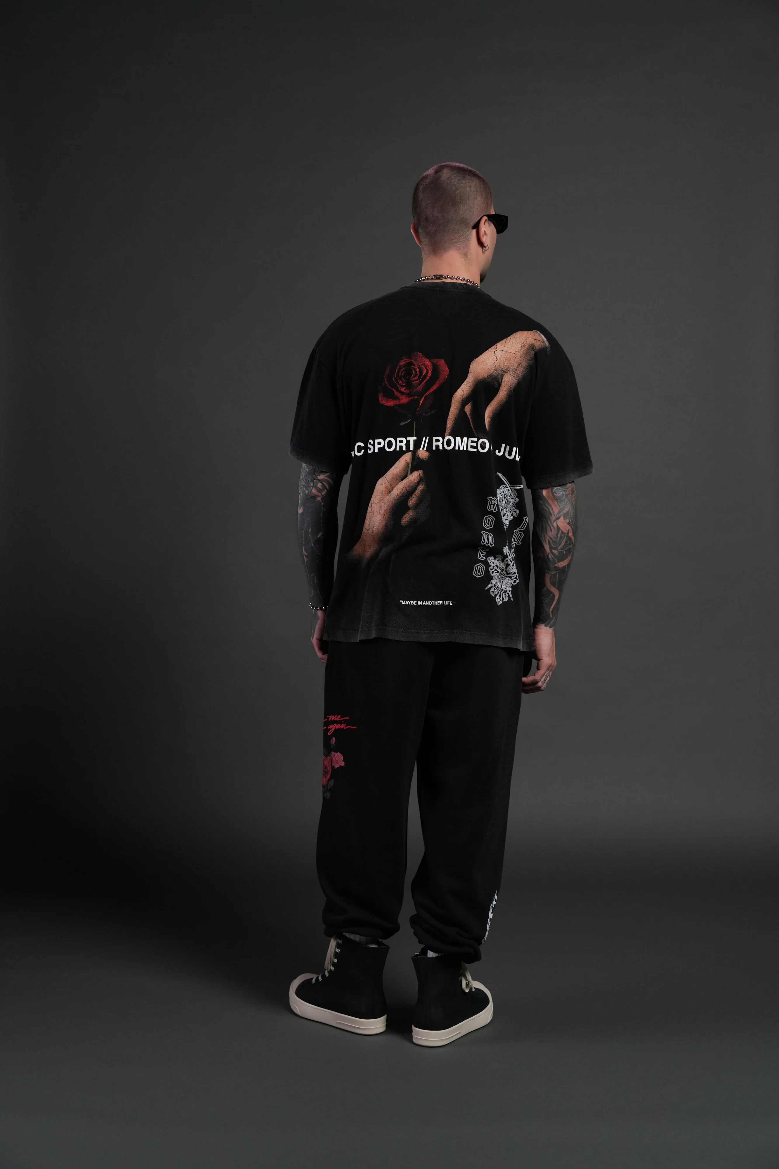 Crossed Hearts Premium Oversized Tee in Black - Image 6