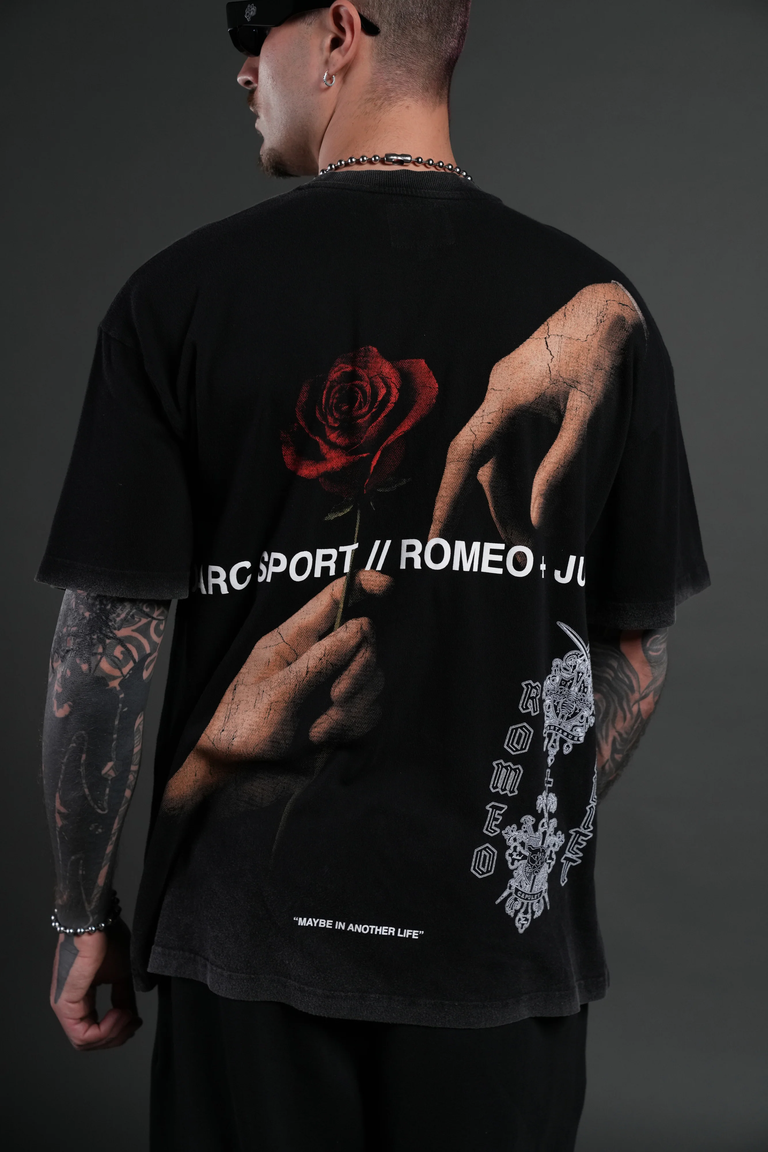 Crossed Hearts Premium Oversized Tee in Black - Image 8