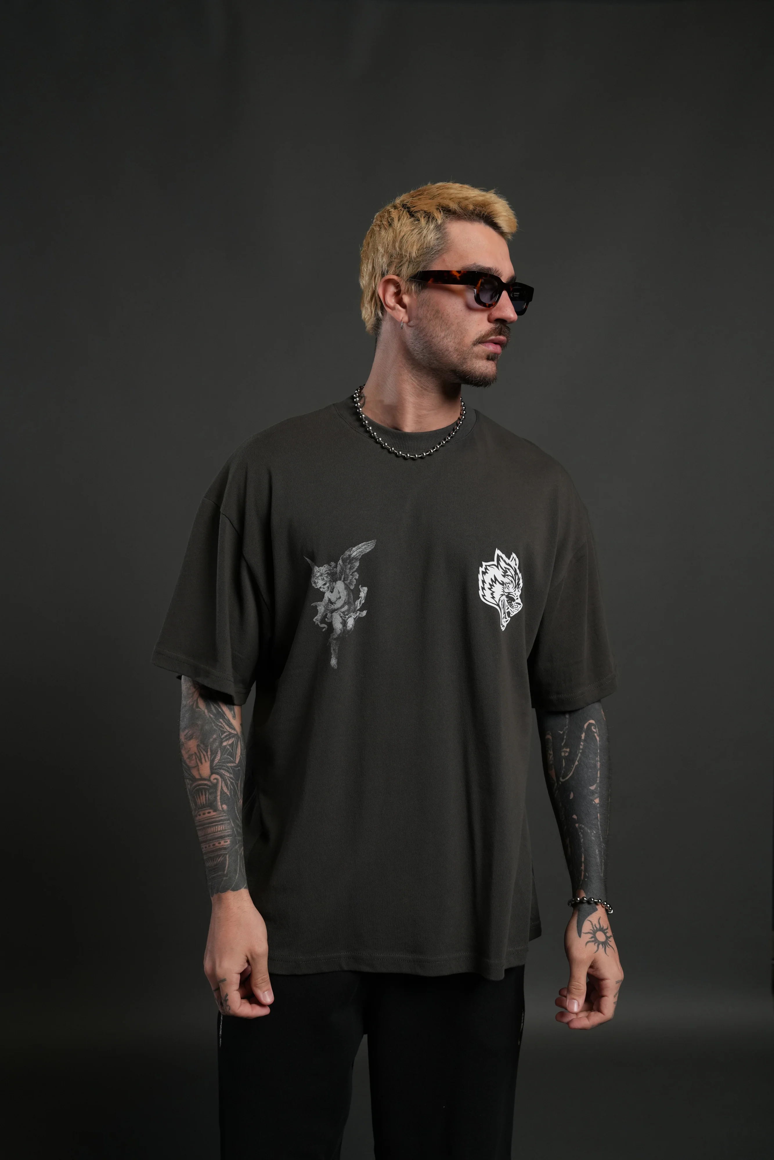 Darc Angel "Premium" Oversized Tee in Wolf Gray - Image 2