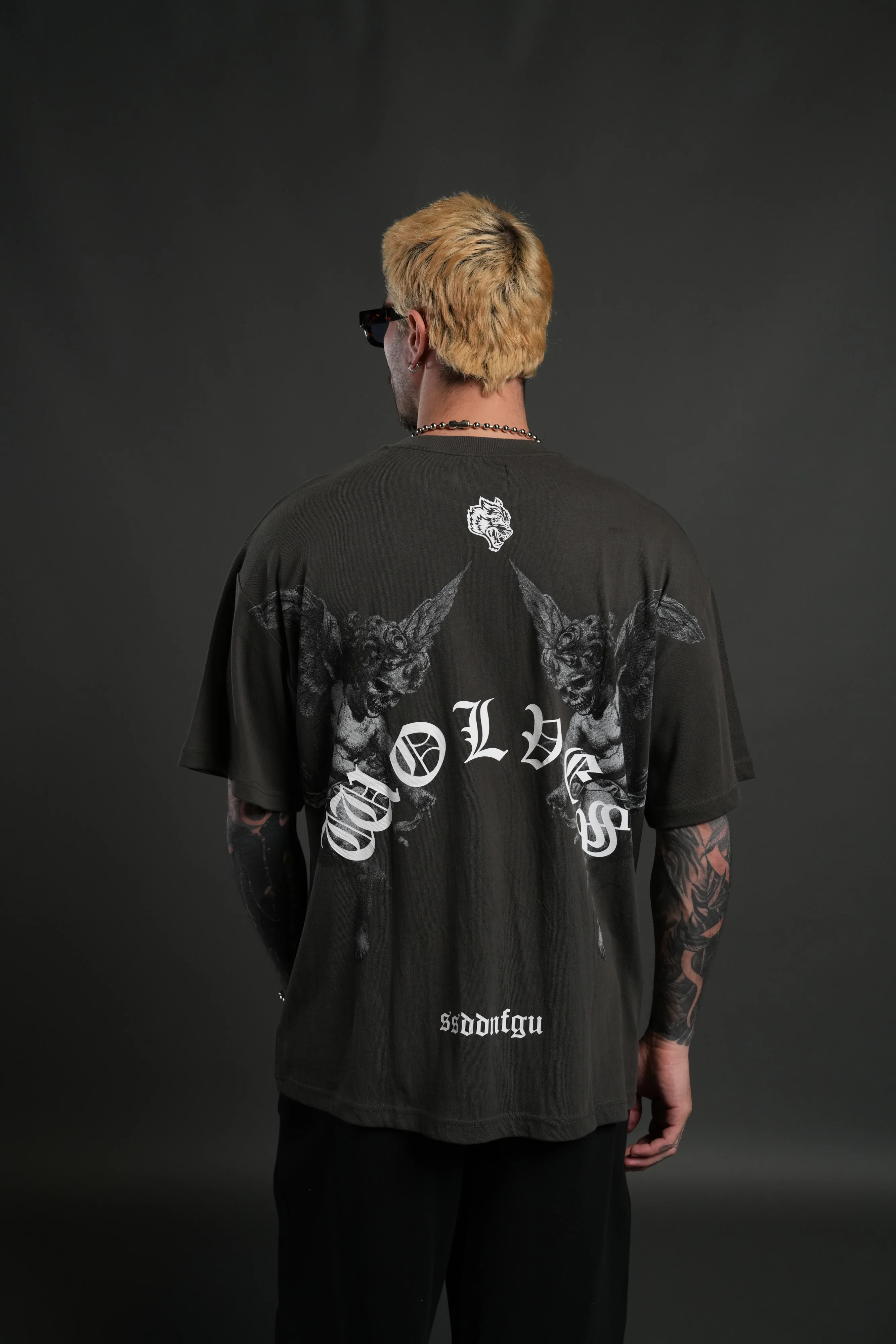 Darc Angel "Premium" Oversized Tee in Wolf Gray - Image 4