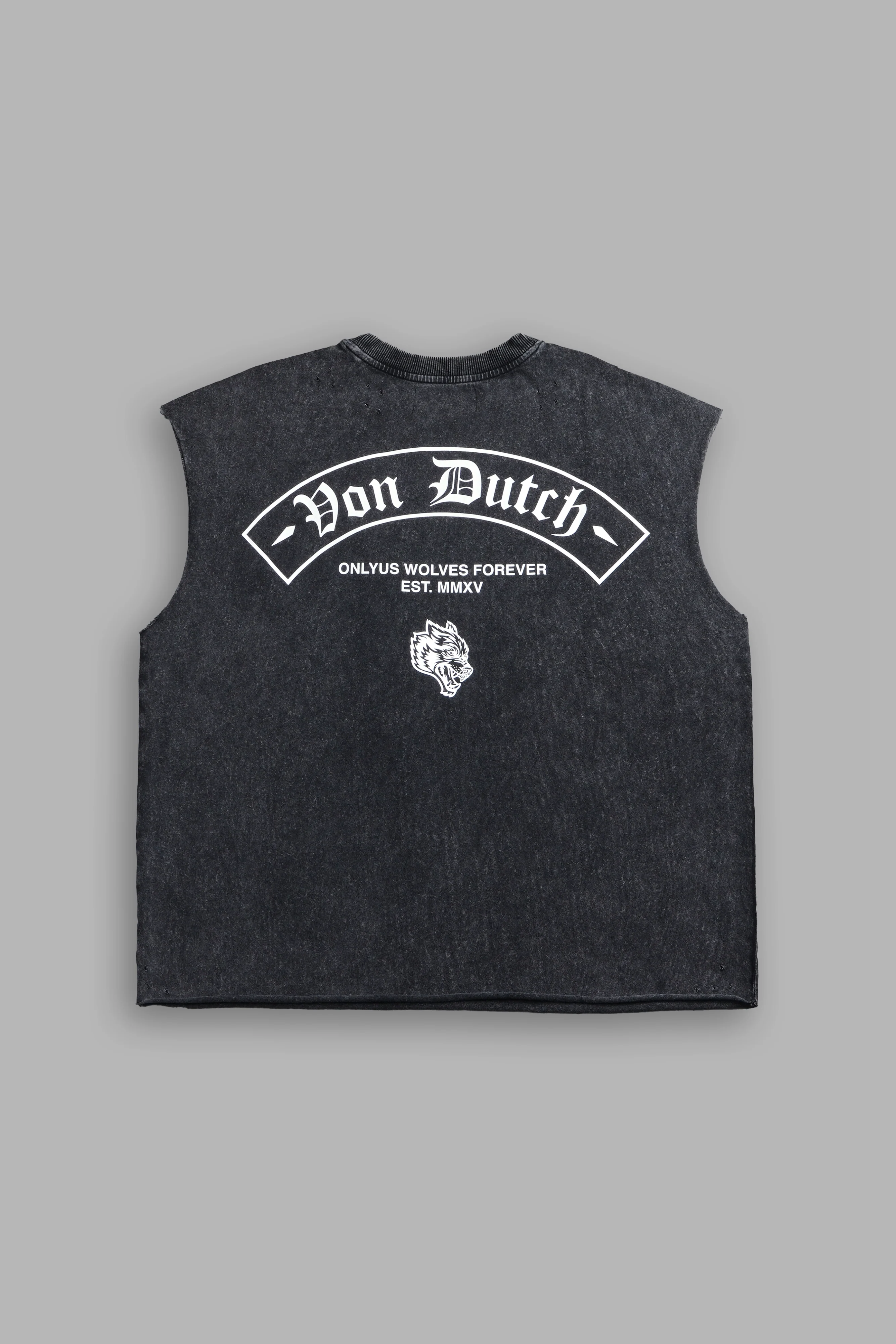 Darc Covenant Distressed Grunge Mid-Length Raw Hem Muscle Tee in Black - Image 3
