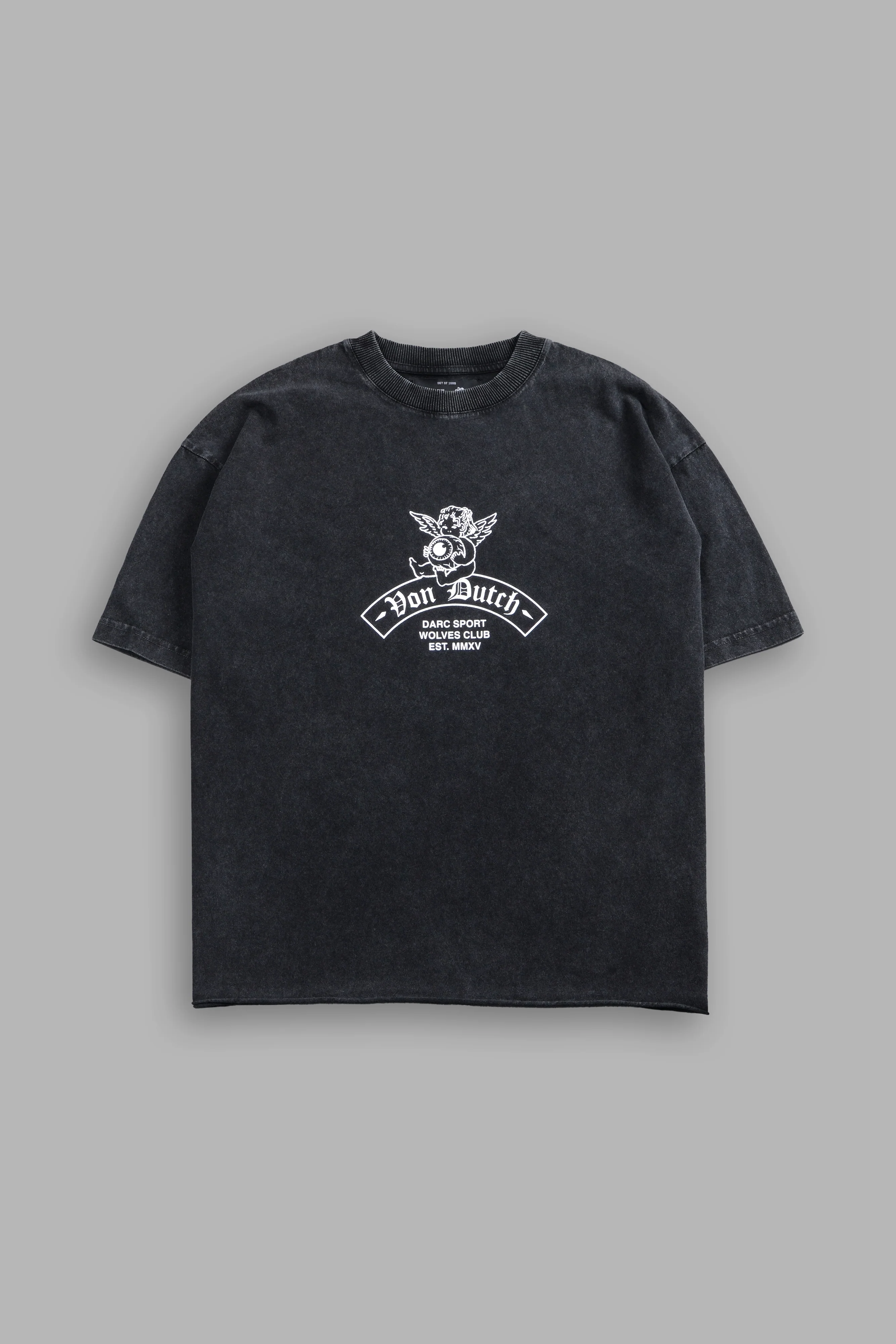 Darc Covenant Grunge Mid-Length Raw Hem Tee in Black