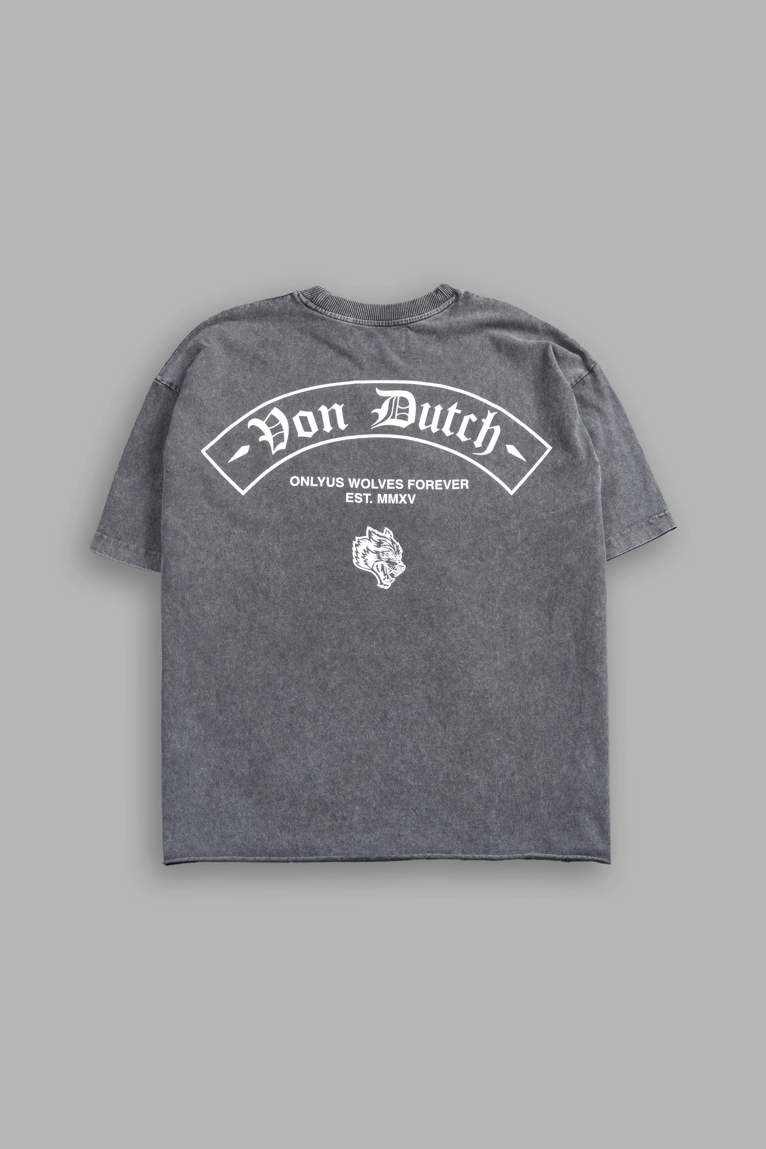 Darc Covenant Grunge Mid-Length Raw Hem Tee in Wolf Gray - Image 3