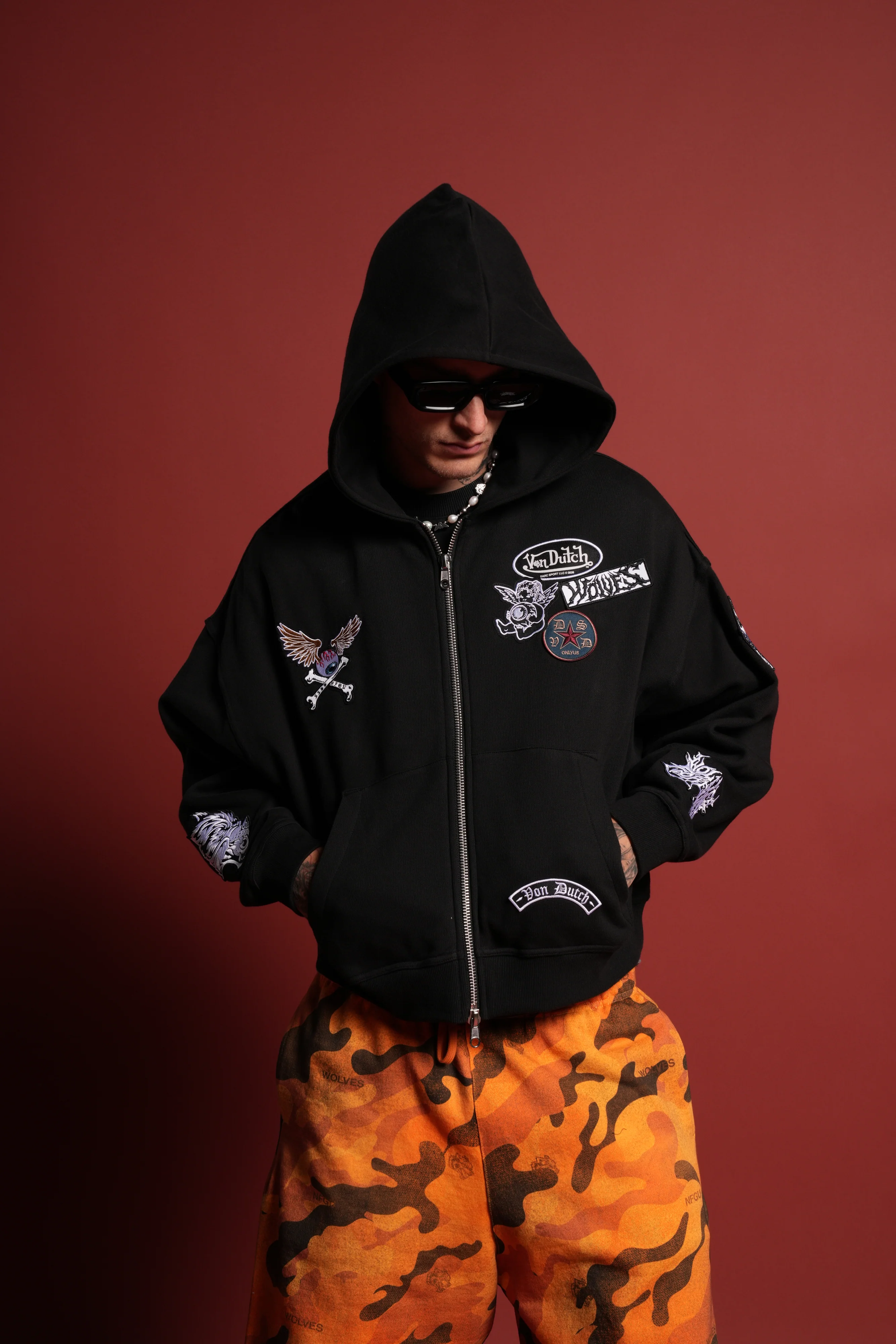 Darc Kulture Vex Double Zip Hoodie in Black - Image 3