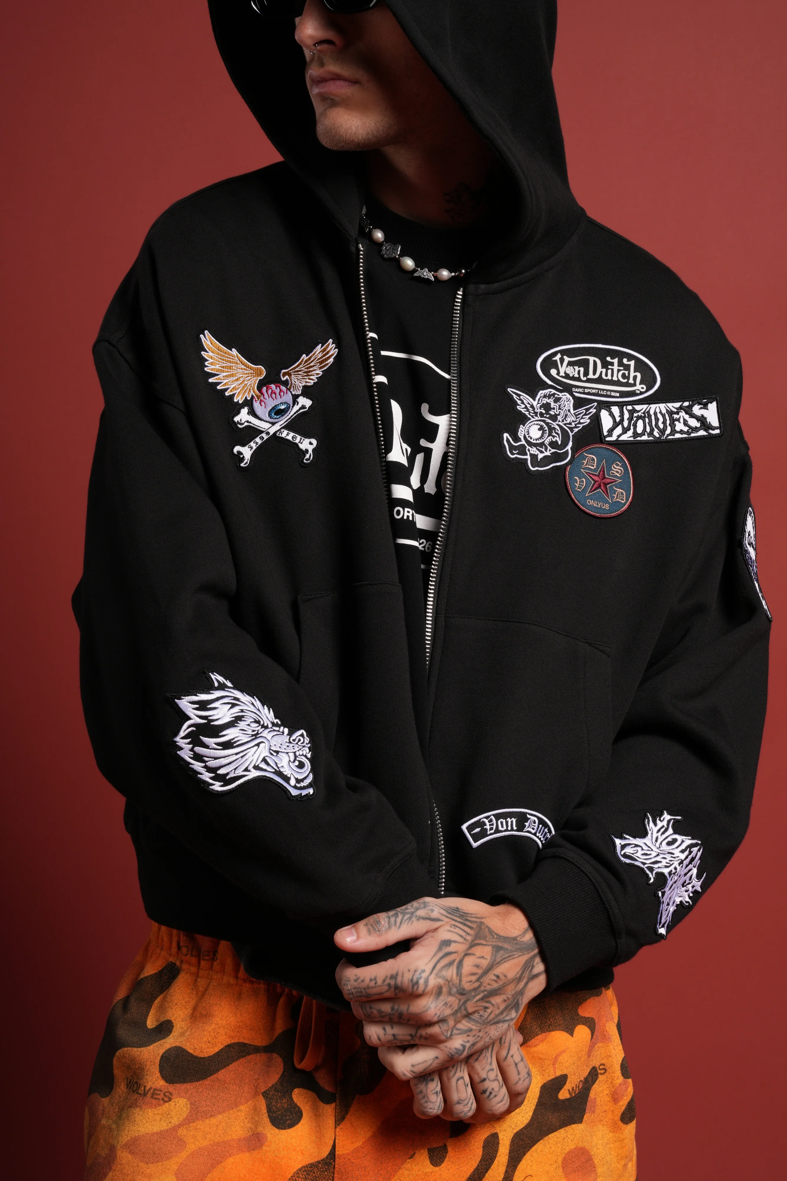 Darc Kulture Vex Double Zip Hoodie in Black - Image 8