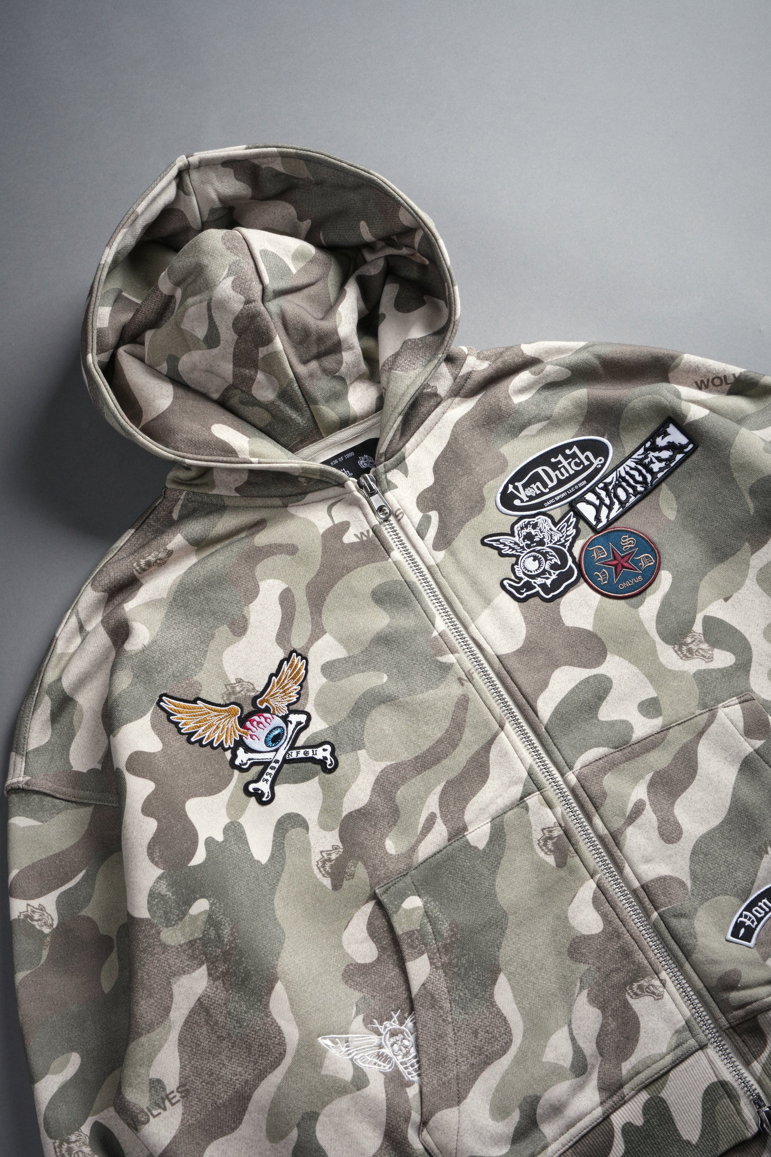 Darc Kulture Vex Double Zip Hoodie in DSVD Green Camo - Image 10