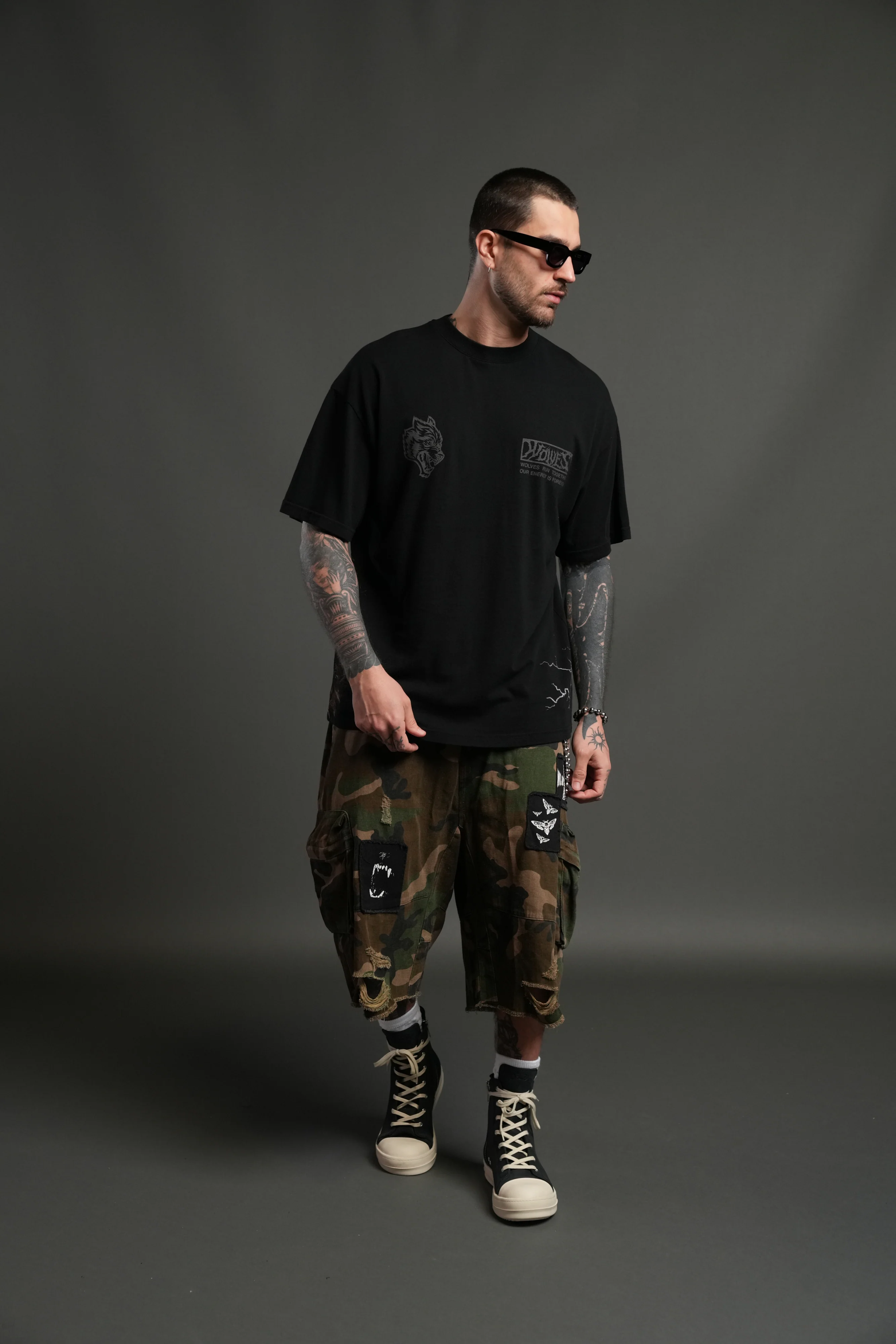 Darc M. Bison "Side By Side" Series Premium Oversized Tee in Black - Image 5
