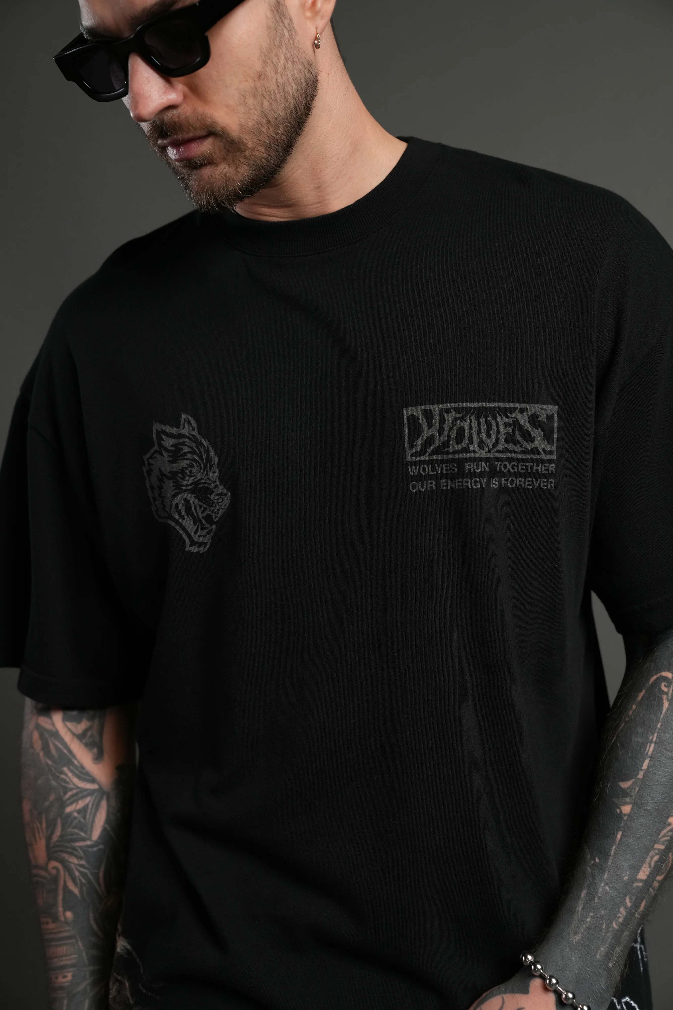 Darc M. Bison "Side By Side" Series Premium Oversized Tee in Black - Image 9
