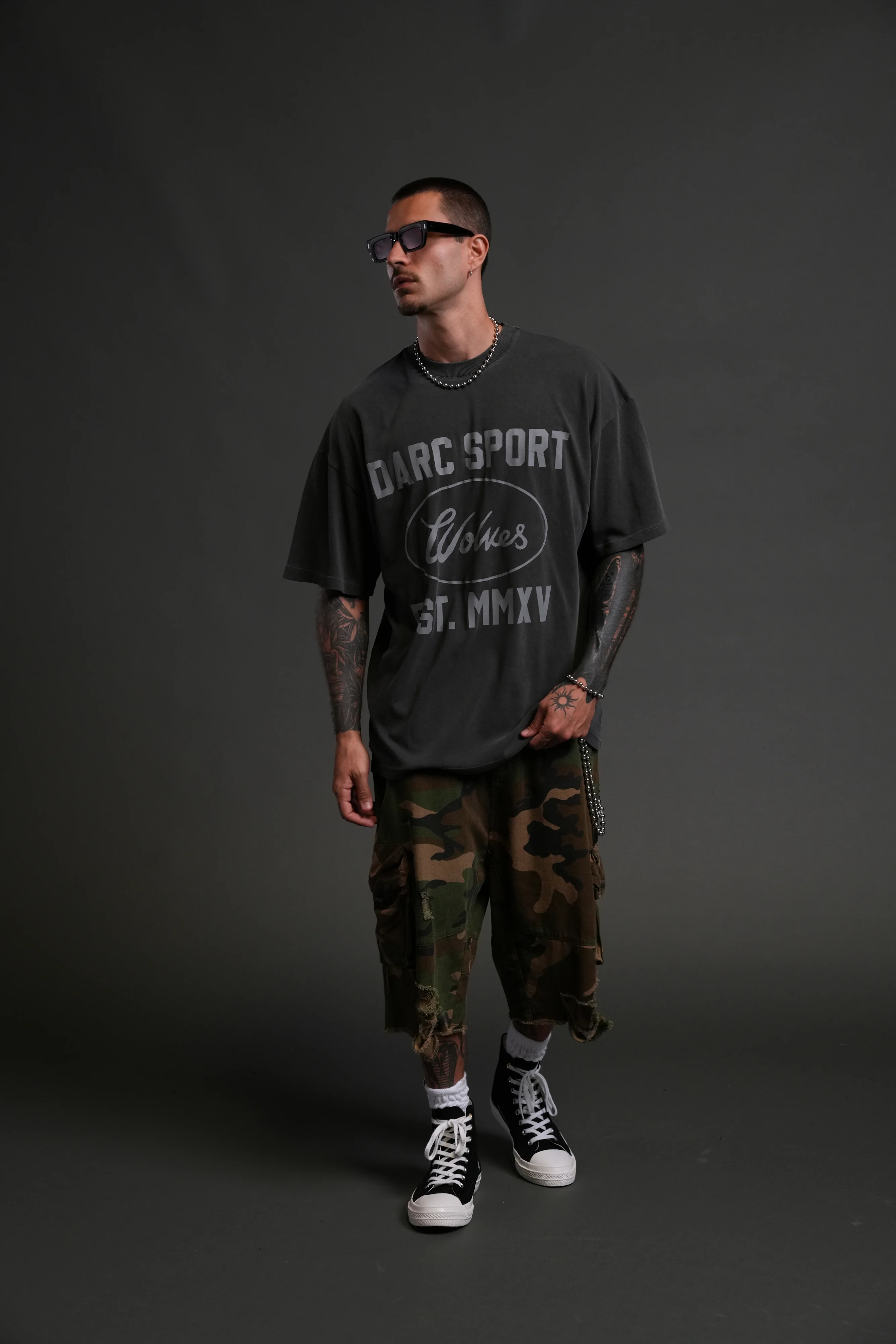 Darc Sport MMXV "Premium" Oversized Tee in Wolf Gray - Image 5